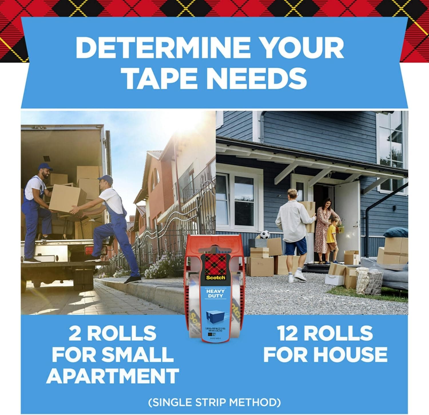 Scotch Heavy Duty Shipping Packing Tape, Clear, Packing Tape for Moving Boxes and Packaging Supplies, 1.88 in. x 22.2 yd., 6 Roll Dispensers, Moving Supplies 6 Packs - Image 6