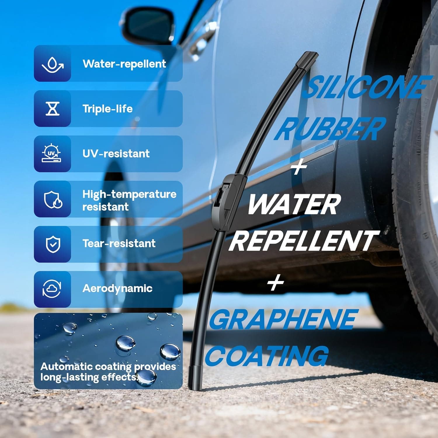 5 PLUS® Silicone Wiper Blades 22 inch wiper blades 2 pack Replacement For Ford F Series 2020-2012 Expedition 20-08,Chevy Silverado GMC Sierra Series 2023-2019 06-99,Impala Suburban, Windshield Wiper 22"+22"(J/U Hook) - Image 6