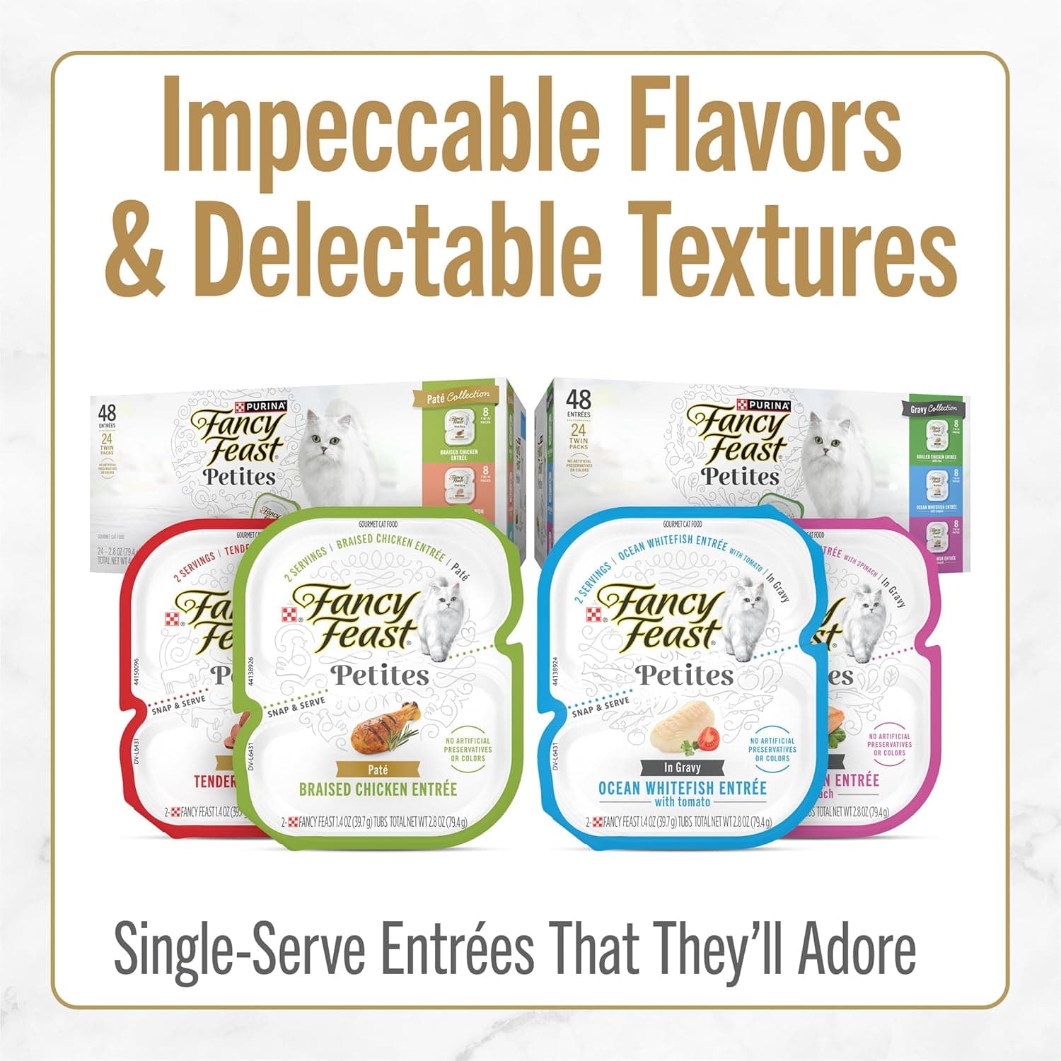 Purina Fancy Feast Gourmet Wet Cat Food Variety Pack, Petites Gravy Collection, break-apart tubs, 48 servings - (Pack of 24) 2.8 oz. Tubs Variety Pack: Gravy Collection 1 Count (Pack of 24) - Image 7