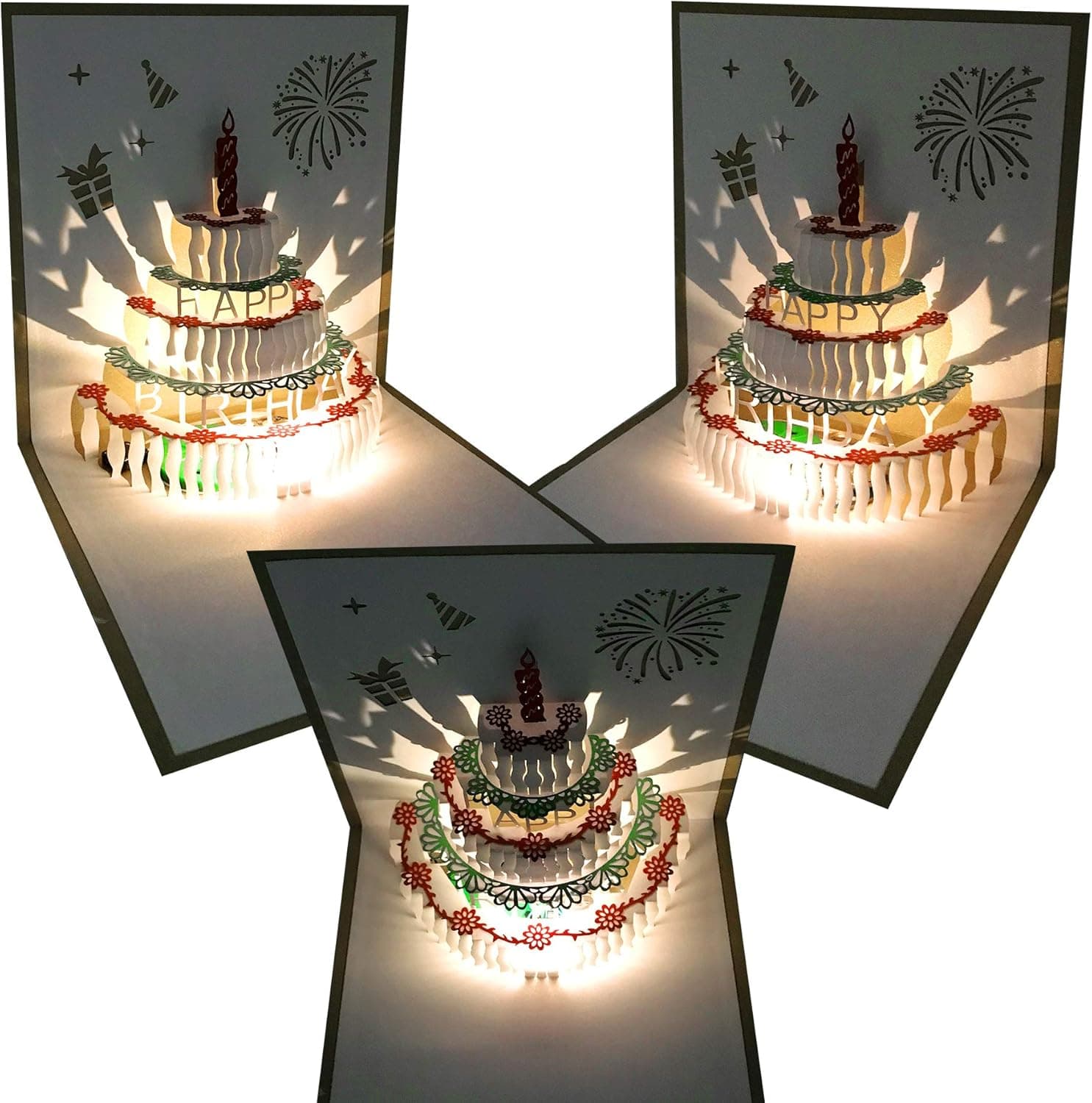 3D Pop Up Birthday Cards,Warming LED Light Birthday Cake Music Happy Birthday Card Postcards Pop Up Greeting Cards Happy Birthday Cards Best for Mom,Wife,Sister,Boy,Girl,Friends 1 Pack yellow card Warm light - Image 4