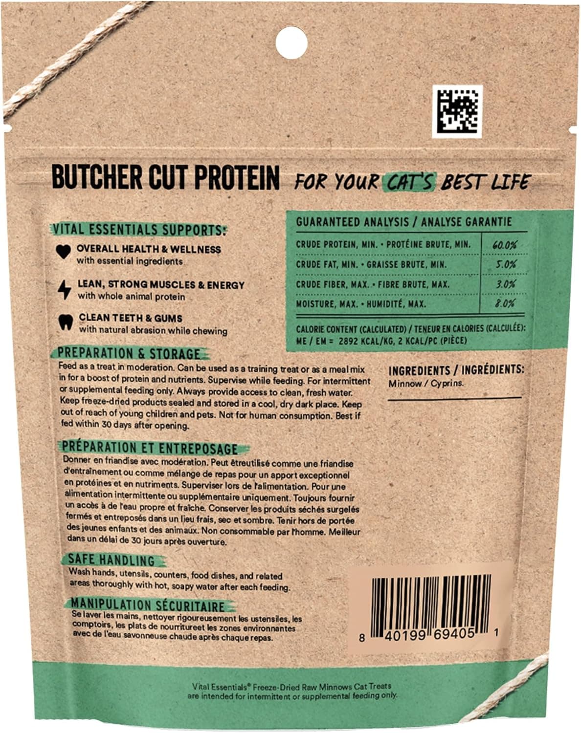 Vital Essentials Minnows Cat Treats, 0.5 oz | Freeze-Dried Raw | Single Ingredient | Grain Free, Gluten Free, Filler Free Minnows 0.5 Ounce (Pack of 1) - Image 3