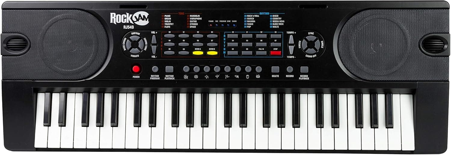 Piano de Teclado RockJam de 49 Teclas, Soporte para Partituras, Stickers de Notas de Piano y Lecciones de Simply Piano Negro - Image 2