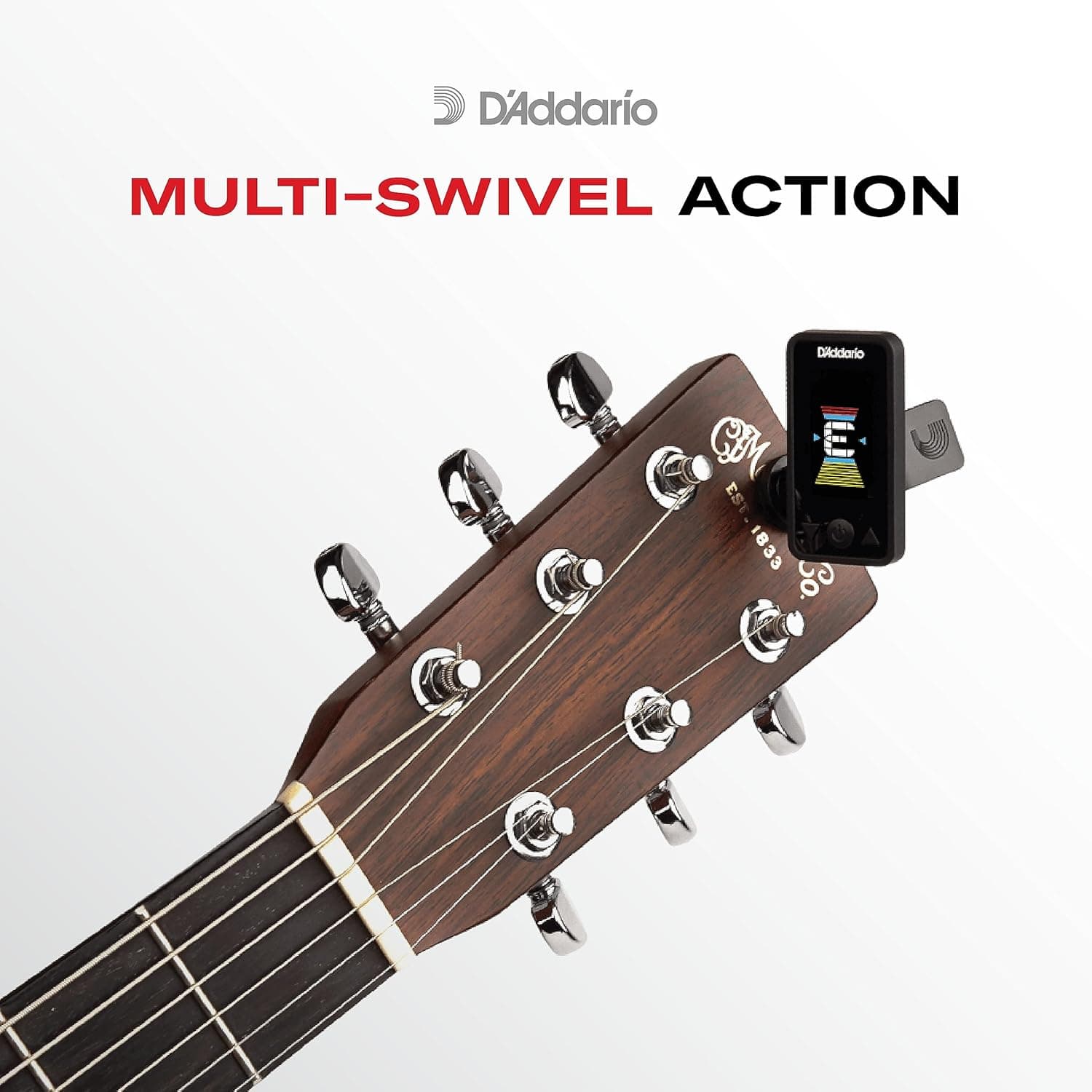 D'Addario Eclipse Headstock Clip On Guitar Tuner, PW-CT-17BK, Black Black Battery - Image 5