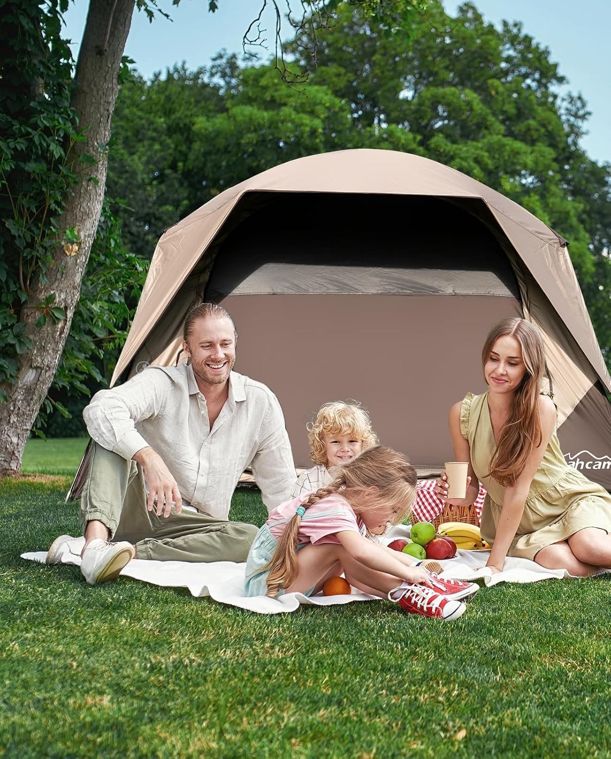 4 Person Blackout Camping Tent, Easy Setup Waterproof Family Dome Tent for Camping with Rainfly, Portable Double Layer Large Family Tent for Outdoor Camping&Hiking Black Out Khaki - Image 7
