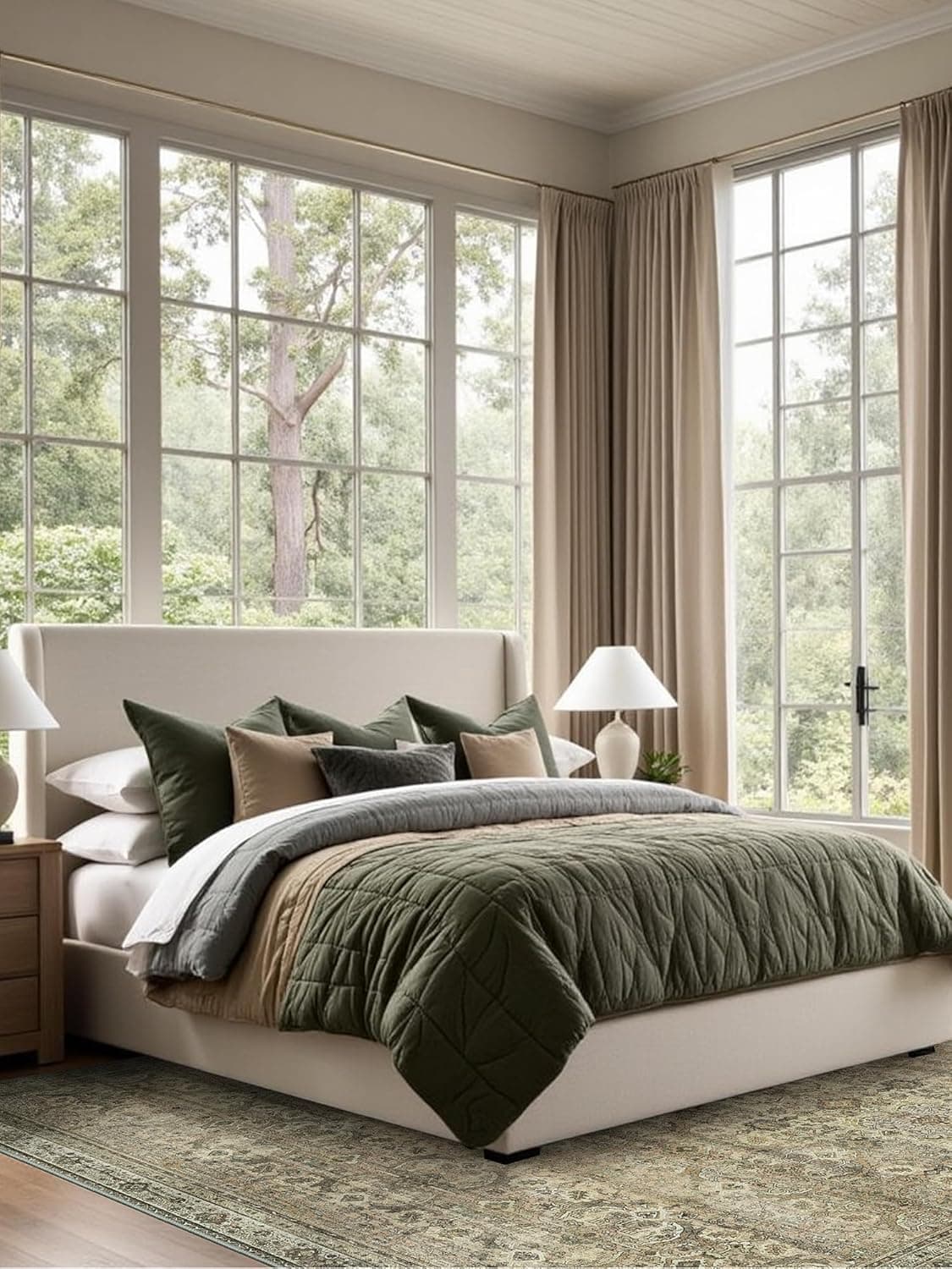 8x10 Area Rug Machine Washable Boho Rug for Living Room,Ultra-Thin Low Pile Carpet,Lightweight Indoor Printed Rug,Non Slip Floral Area Rug for Bedroom, Dining Room, Home Office,Sage Sage 8' x 10' (Rectangular) - Image 4