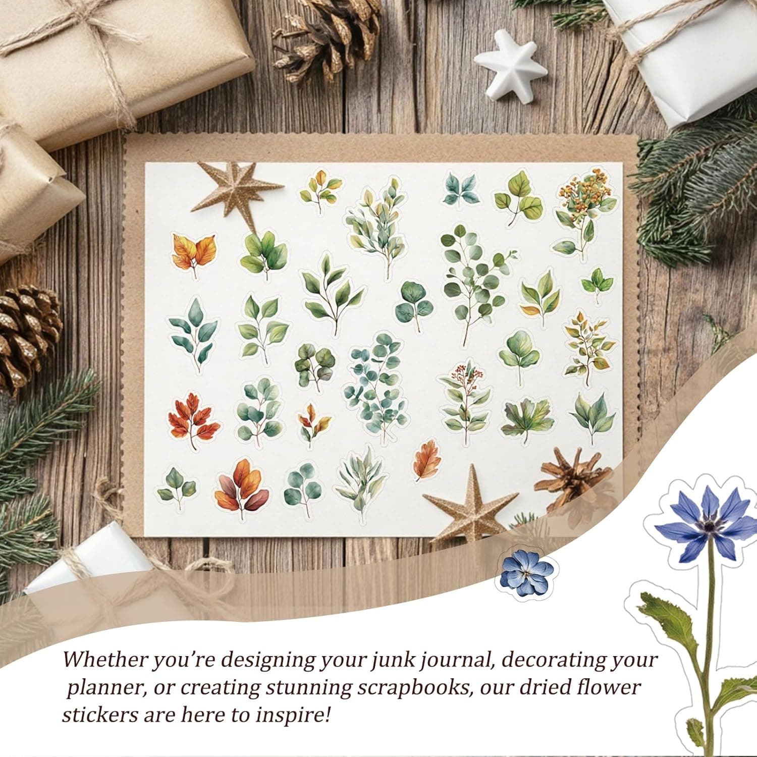 450 Pcs Flower Stickers for Scrapbook Supplies, Dried Pressed Flowers Scrapbook, Natural Flower Stickers for Scrapbooking, Planner, Junk Journal, Bullet Journal - Image 8