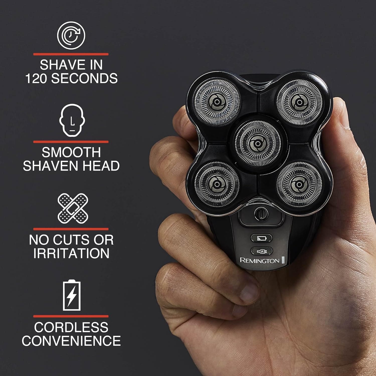Remington XR7000 Balder Pro Rotary Shaver Rechargeable Waterproof Electric Razor for Men Cordless Lithium Power 5 Dual Track Flexing Heads and Pop-Up Trimmer Black Balder - XR7000A - Image 3