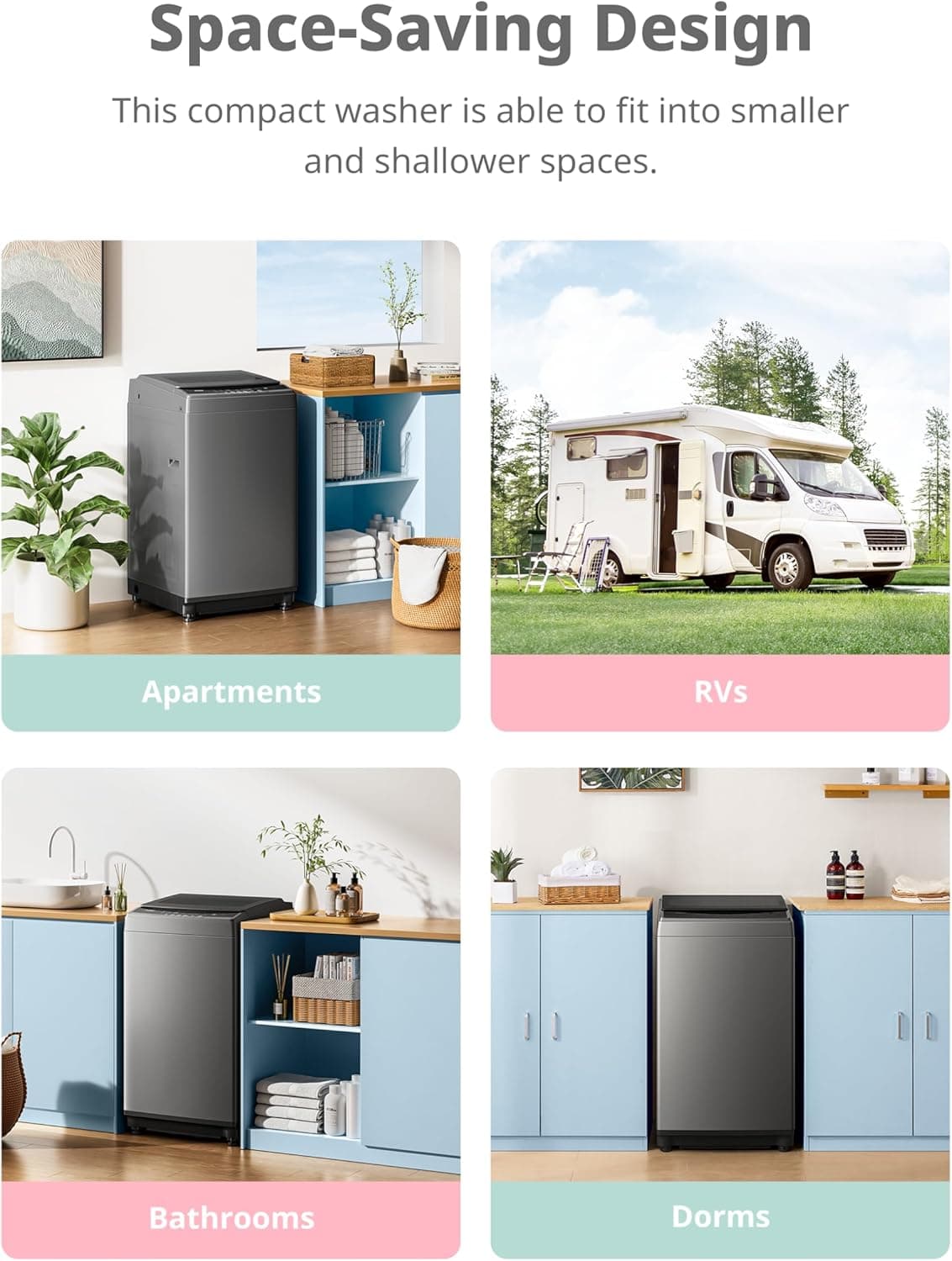 COMFEE’ 1.6 Cu.ft Machine à Laver Portable, Capacité de 11lbs, Laveuse Compacte Automatique avec Roues, 6 Programmes de Lavage - Image 6