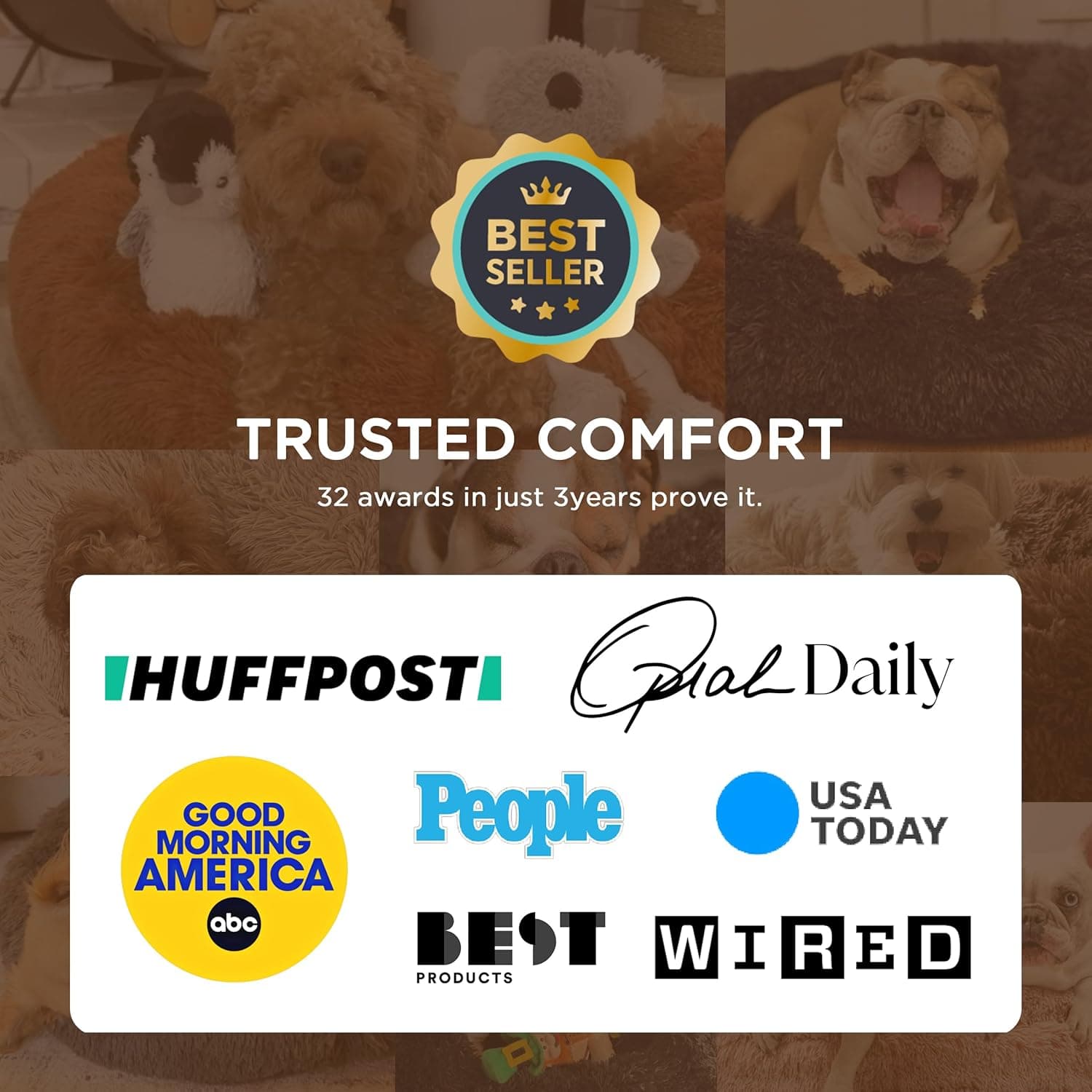 Bedsure Calming Dog Bed Medium Size Dog - Donut Washable Medium Pet Bed, 30 inches Anti-Slip Round Fluffy Plush Faux Fur Cat Bed, Fits up to 45 lbs Pets, Camel 30"L x 30"W x 8"Th Camel - Image 5