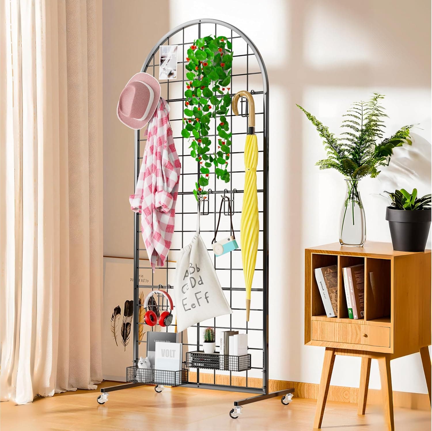 Asee'm Grid Wall Panels Display Stand 2' x 5.2' FT Black Movable Wire Grid Wall Display Rack Heavy Floorstanding Detachable Girdwall Panel with T-Base for Craft Show Rack, Retail Displays 1PCS Black 5.2 FT - Image 5