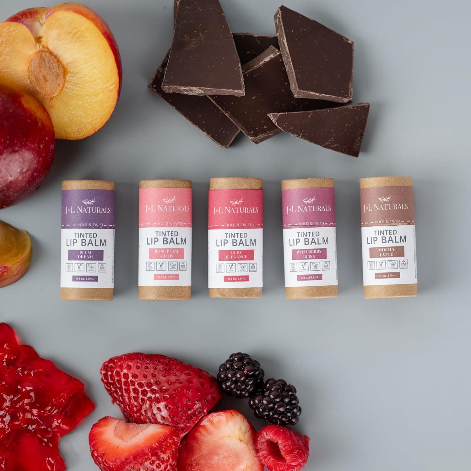 Bálsamo Labial Tinte J&L Naturals | Tinte Labial Vegano y Libre de Crueldad | Maquillaje Cero Residuos | Tinte Labial Hidratante y Libre de Plástico | Hecho en EE. UU. (Duo (2-Pack), Rose Petal Glow) - Image 7