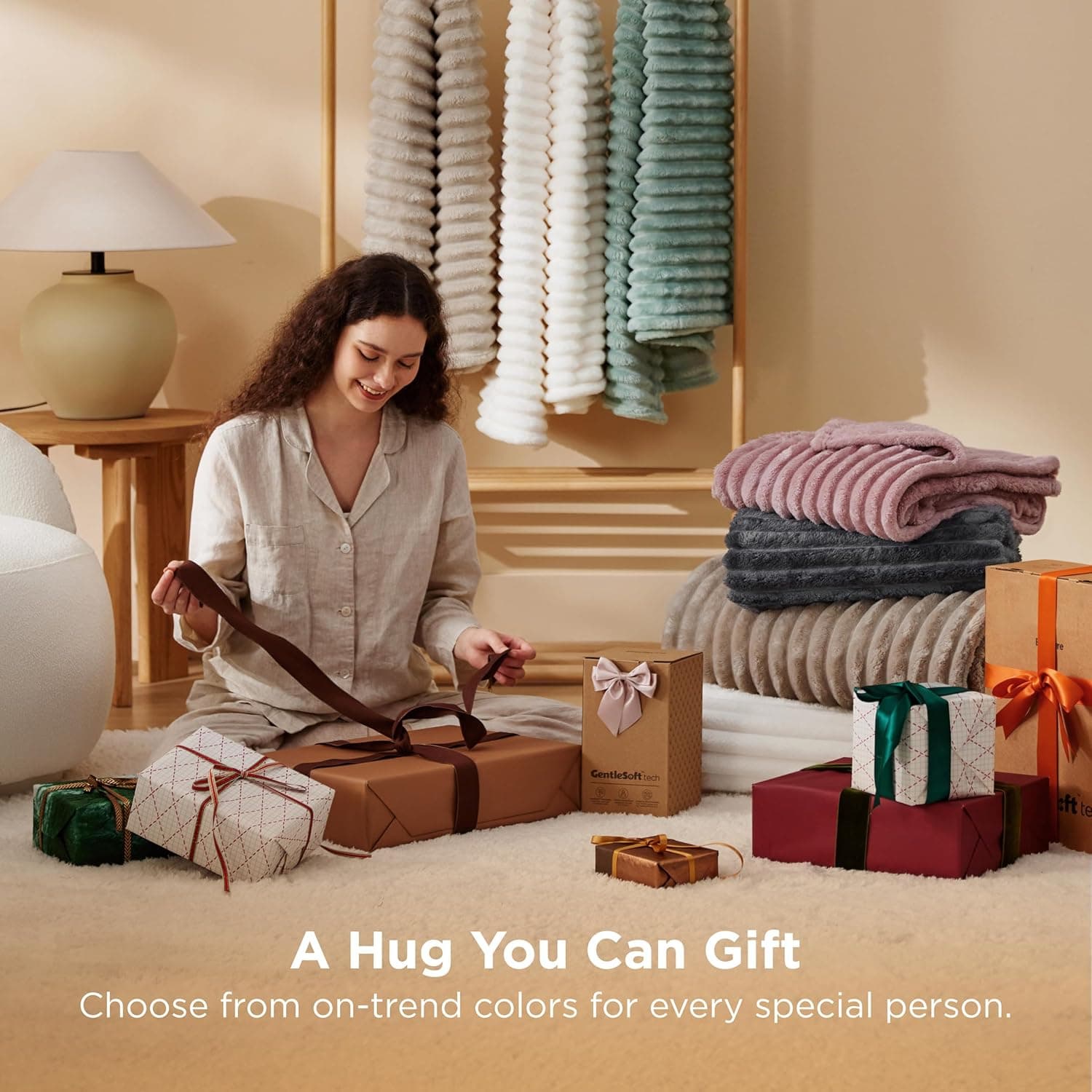 Bedsure GentleSoft Blankets Queen Size for Bed - Cozy Soft Sofa Couch Cover Blankets for Women, Cute Large Bedding Fleece Throws for Girls, Off White, 90x90 Inches Off White Queen (90" x 90") - Image 6