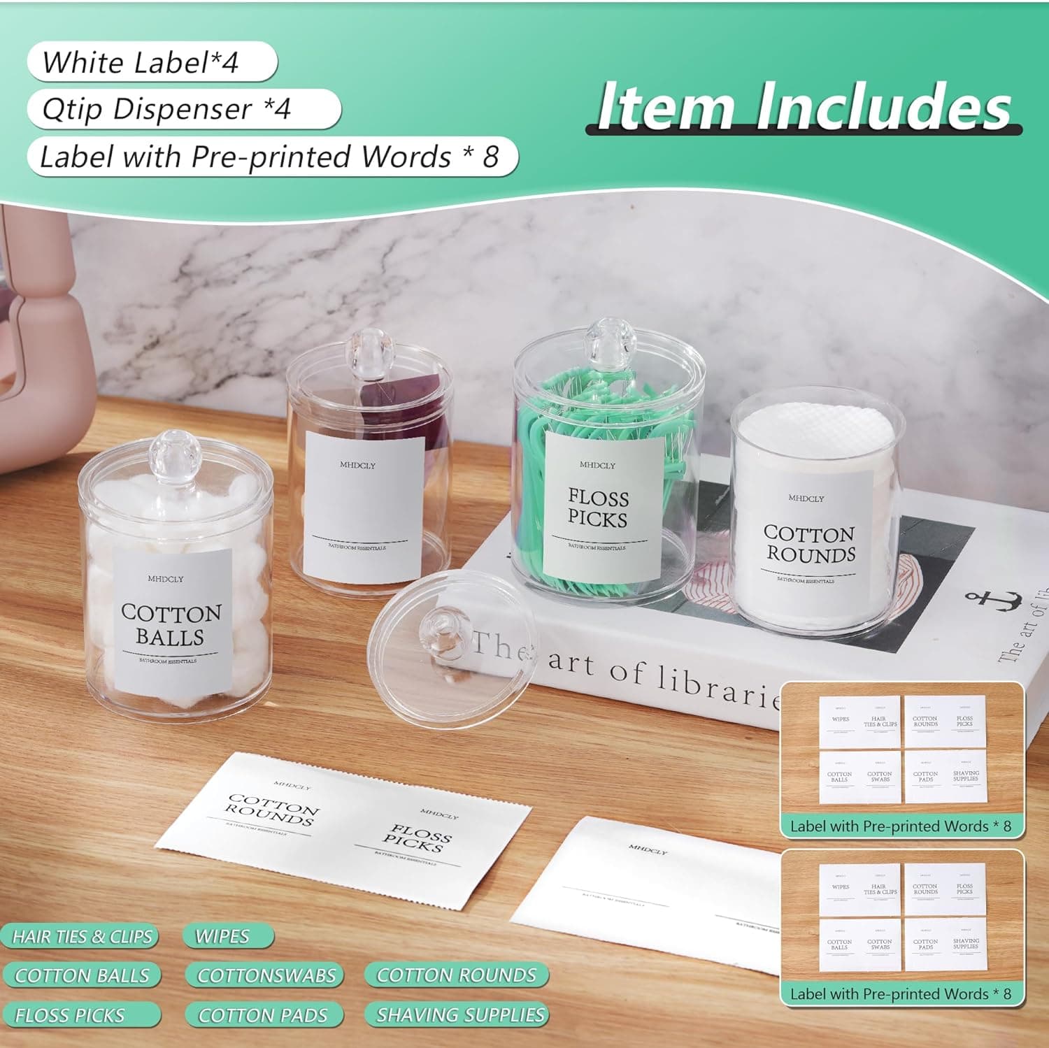 Bathroom Organizers and Storage,4 Pack Bathroom Accessories,Bathroom Decor,Home Decor,Bathroom Storage and Organization,Qtip Holder for Room Decor Aesthetic - Image 6