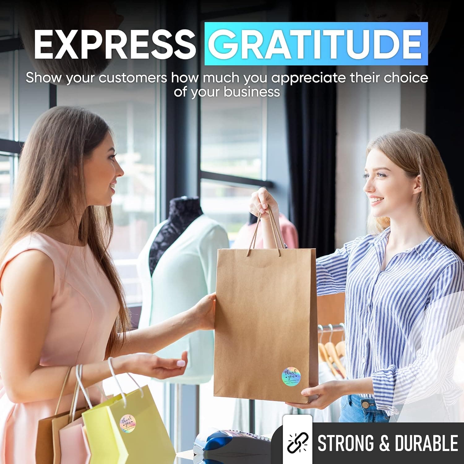 500 PCS Holographic Thank You for Supporting My Small Business Stickers – 1.5 Inch Round Self-Adhesive Waterproof Labels – Eye-Catching Packaging Seals for Orders, Gift Bags, Boxes & Envelopes - Image 5