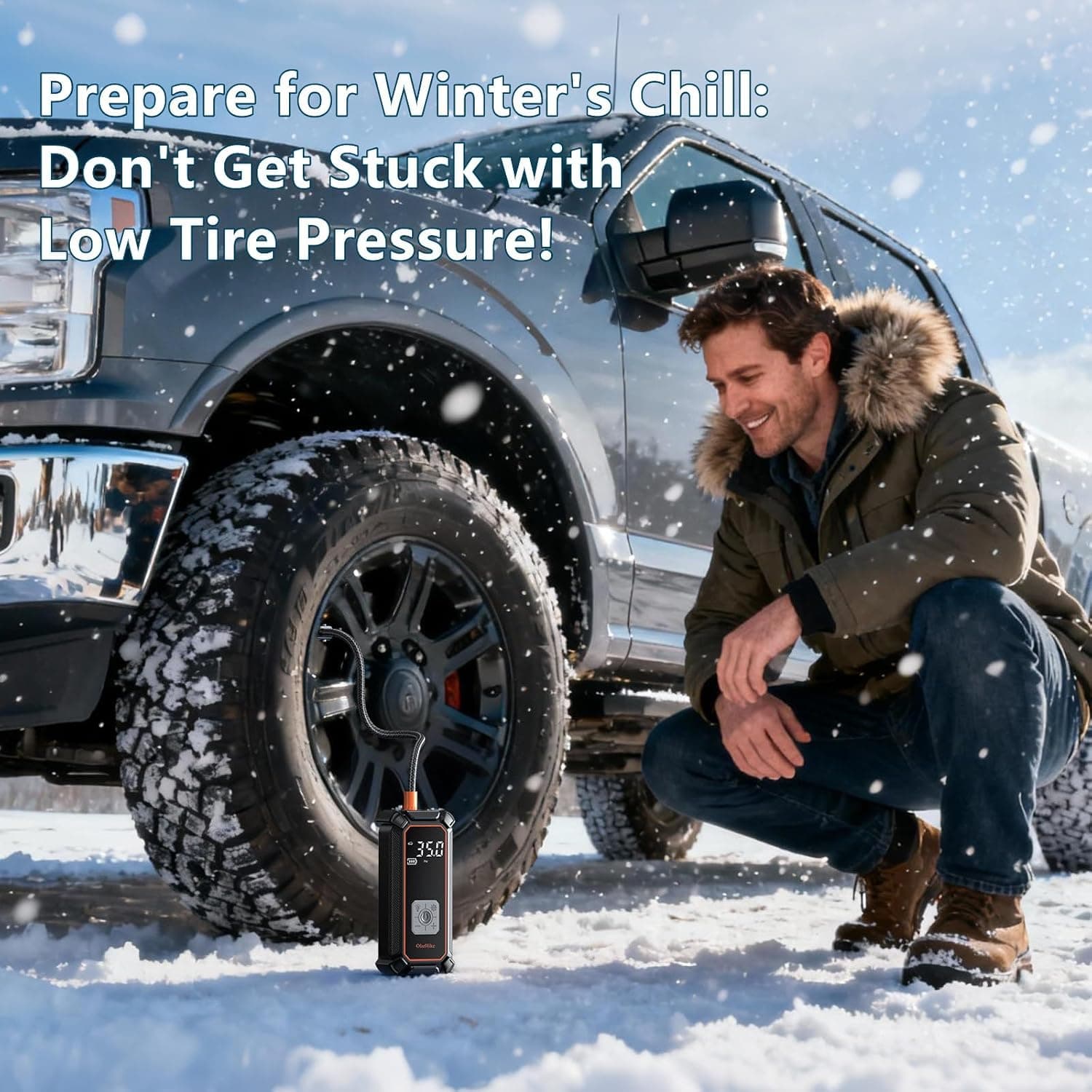 OlarHike Cordless Tire Inflator Portable Air Compressor, 150PSI Dual Power - 5400 mAh & 12V DC, Air Pump for Car Tires, Bike, Motorcycle, Bicycle, Electric Pump with LED Light & Digital Pressure Gauge 1-gray 5400mah with Cable (Car&SUV) - Image 13