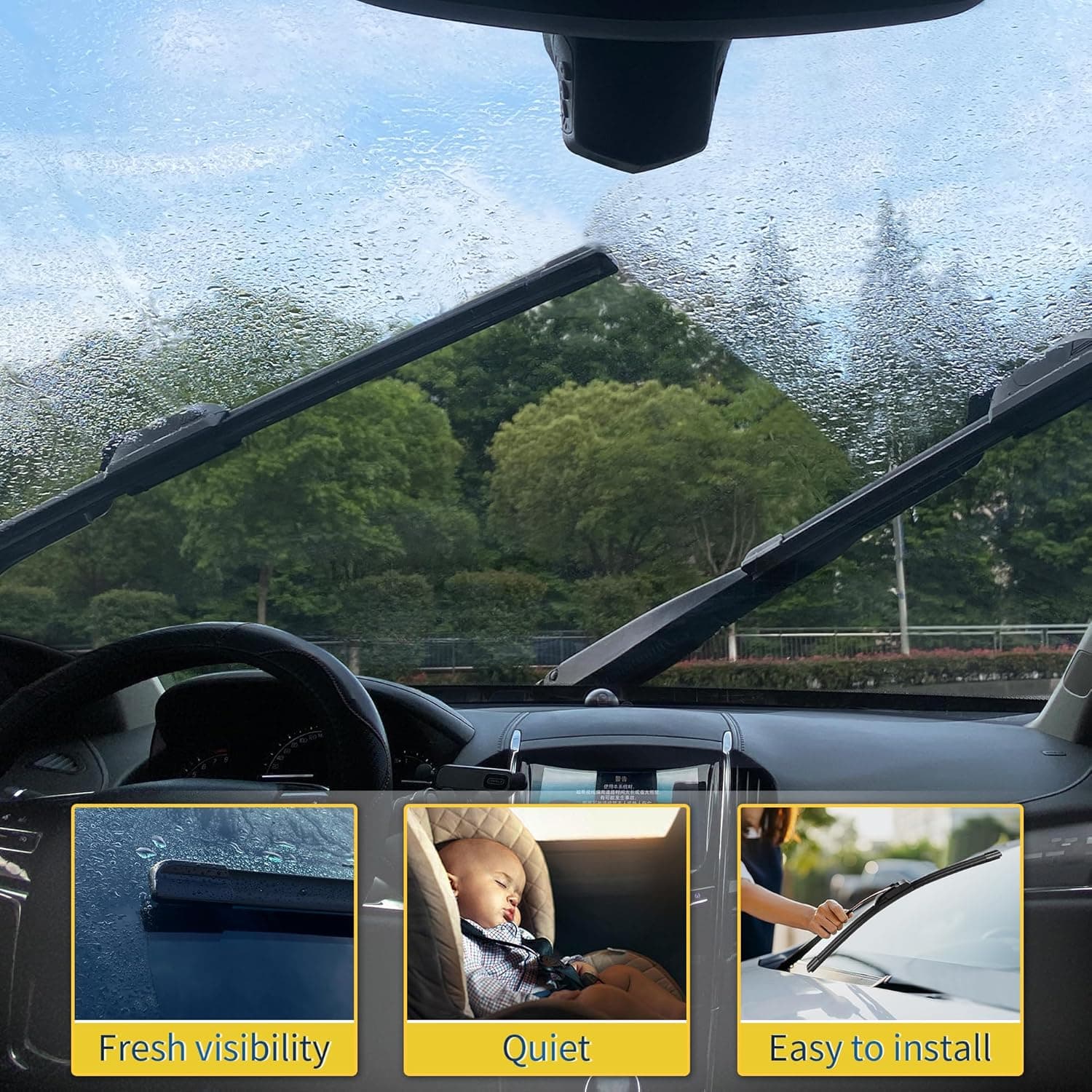 26" + 16" Front Windshield Wiper Blades Compatible with 2009-2018 Toyota Corolla/2013-2021 Toyota RAV4 OEM QUALITY Premium All-Season Automotive Replacement Wipers (Pack of 2) 26"+16" - Image 6