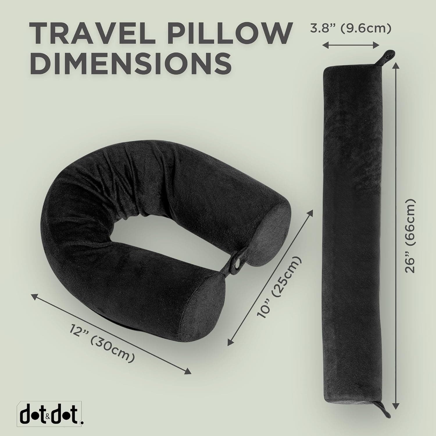 Dot&Dot Twist Memory Foam Travel Pillow for Airplanes - Travel Neck Pillow for Sleeping - Airplane Pillow for Neck Support, Chin, Lumbar and Leg - Adjustable, Bendable Neck Roll Pillow (Velvet Black) - Image 6