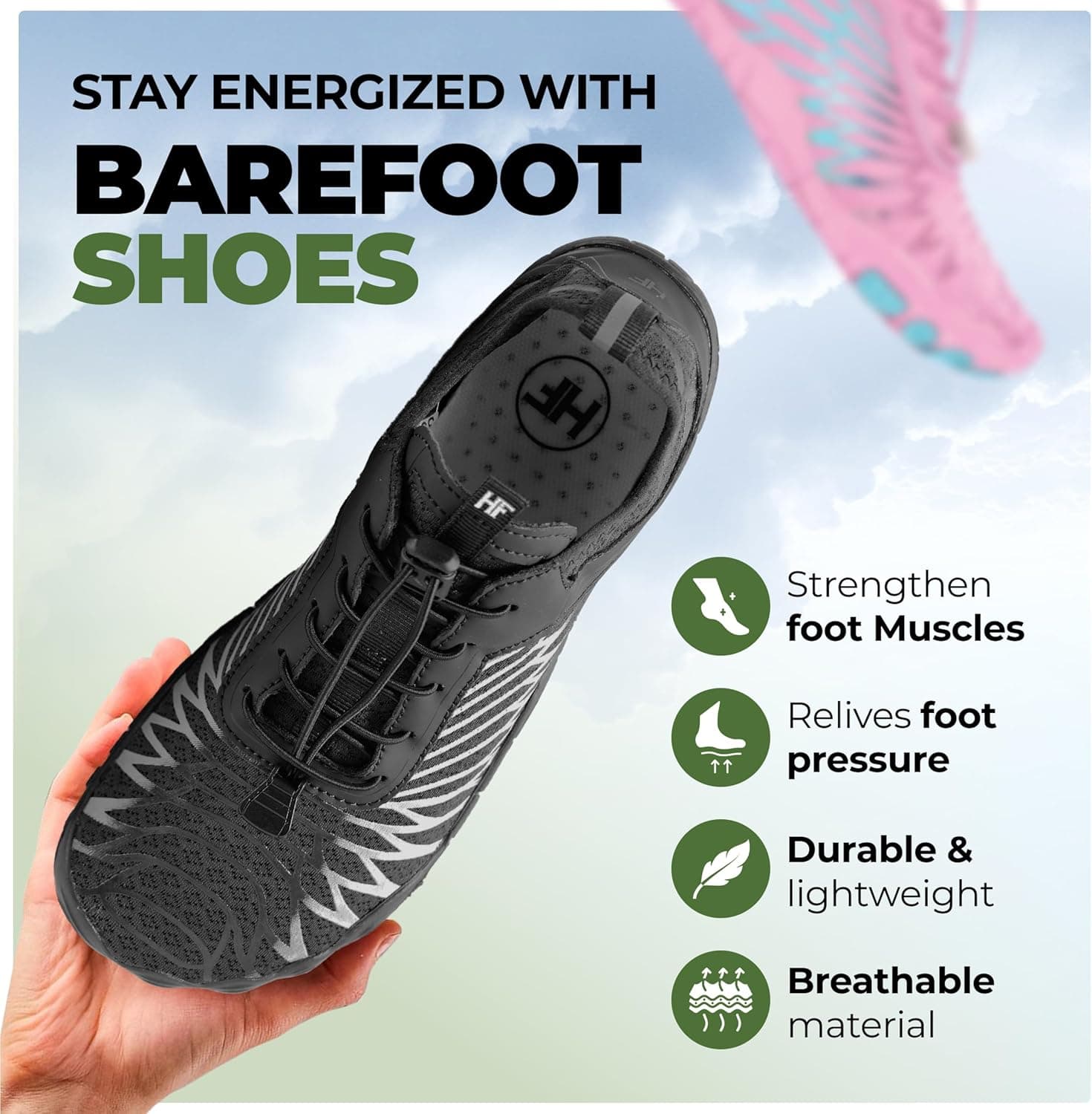 Hike Footwear Lazuli Pro Barefoot Shoes – Minimalist Lightweight Flexible Sneakers with Arch Support for Trail Running, Hiking, Gym & Everyday Walking (Unisex) 8-8.5 Wide Women/6-6.5 Wide Men Grey/Black - Image 3