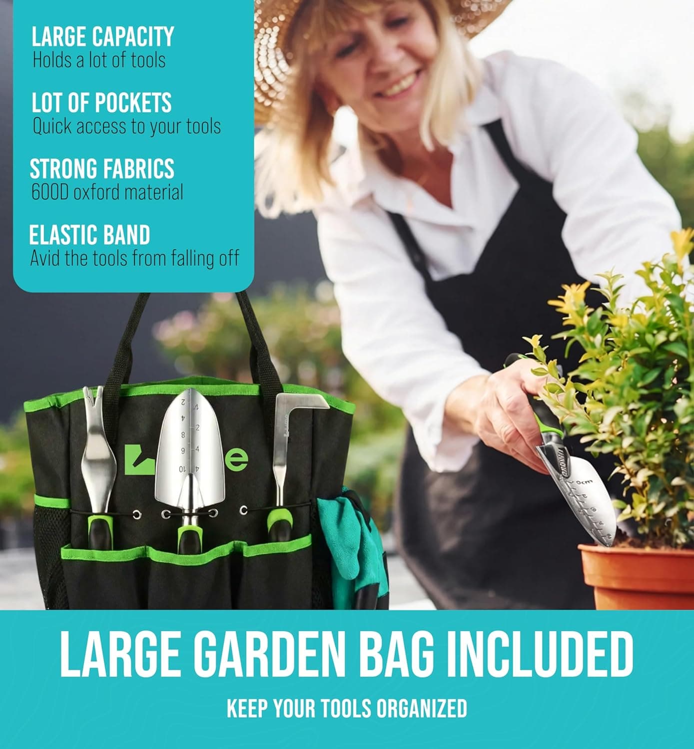 GROWIT Heavy Duty Gardening Tools - 23-Piece Gardening Gifts for Women, Men, Mom, Dad - Durable, Ergonomic Garden Tools Set Standard - Image 3