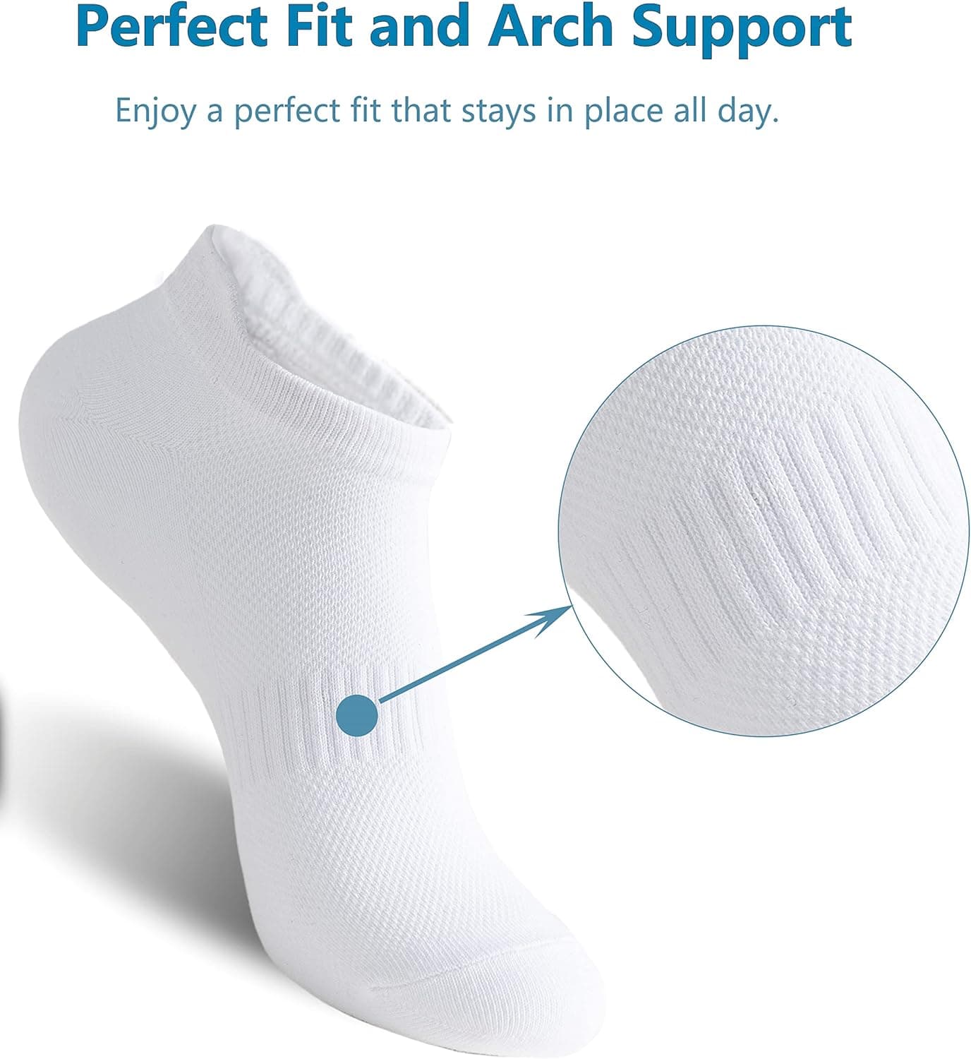 Irisbear Women's Ankle Socks - 6 Pairs Low Cut Tab & No Show Athletics Sports Running 6-9 Puti/Itim/Abuhin - Image 5