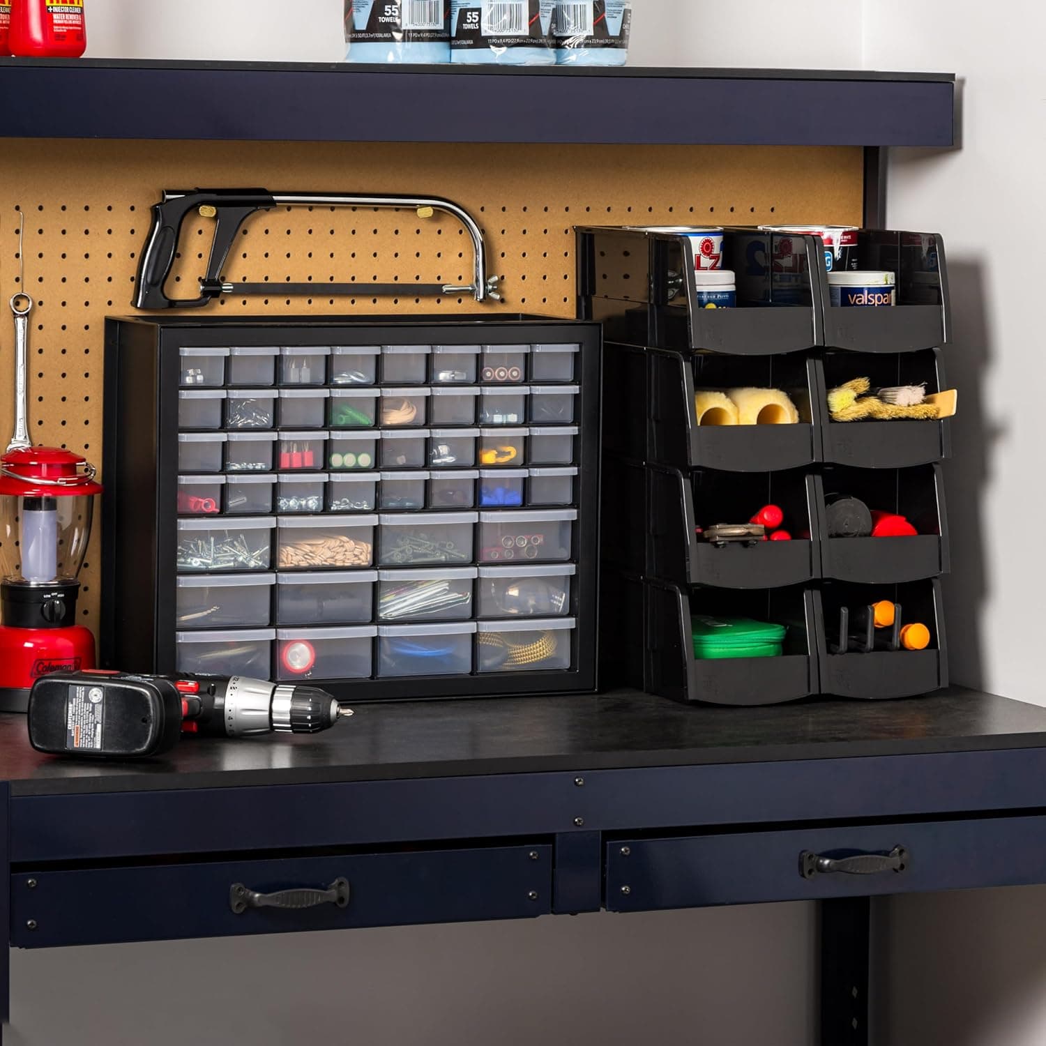 IRIS USA Screw Tool Organizer Small Parts Cabinet, 44-Drawer, Electronics Hardware Nuts and Bolts Plastic Storage Drawers Garage Storage, Stackable Bead Craft Organizer Building Bricks Sorter, Black Black 44 Drawer - Image 8