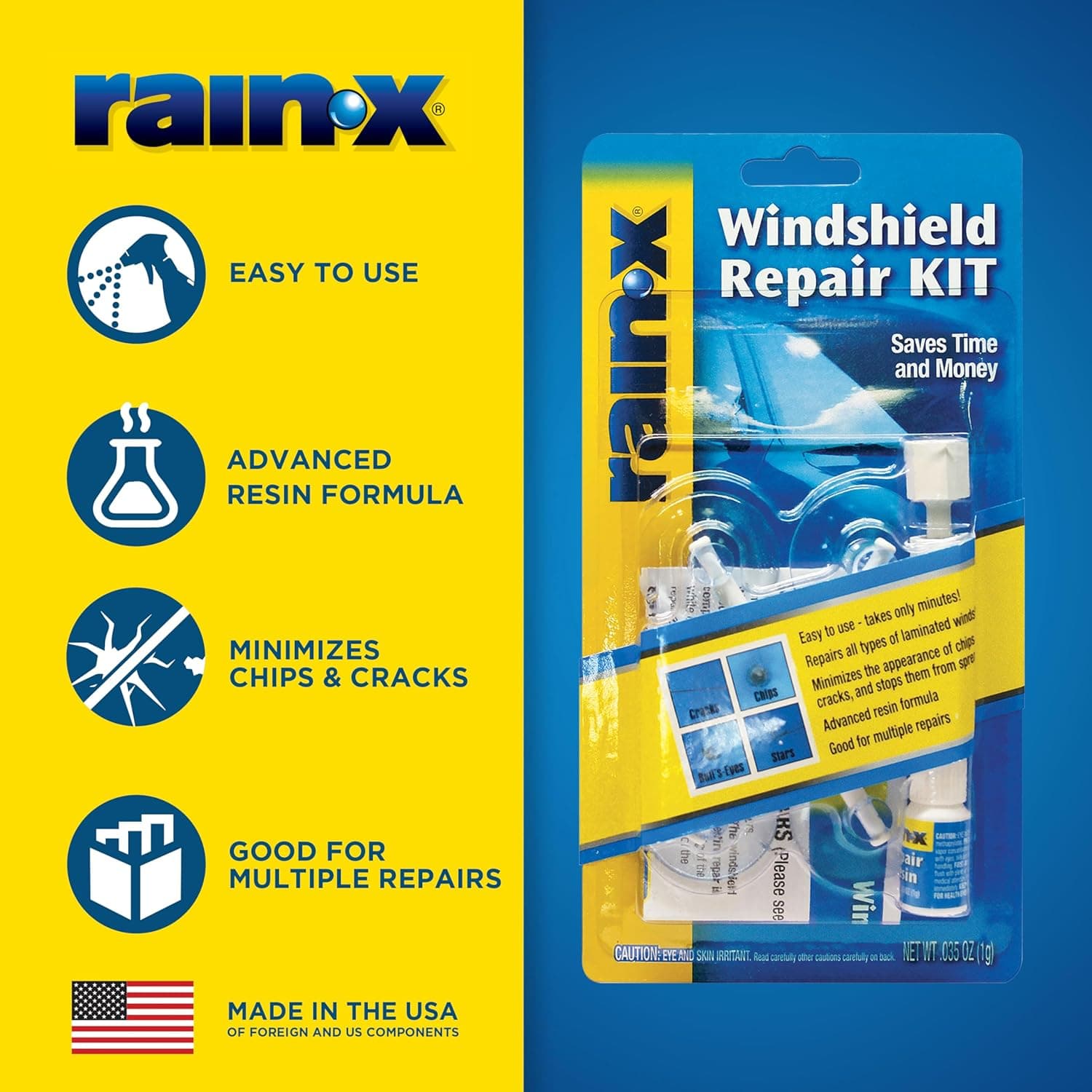 Rain-X 600001 Windshield Repair Kit - Mabilis at Madaling Matibay na Resin Based Windshield Repair Kit para sa Chips at Cracks, Magandang para sa - Image 4