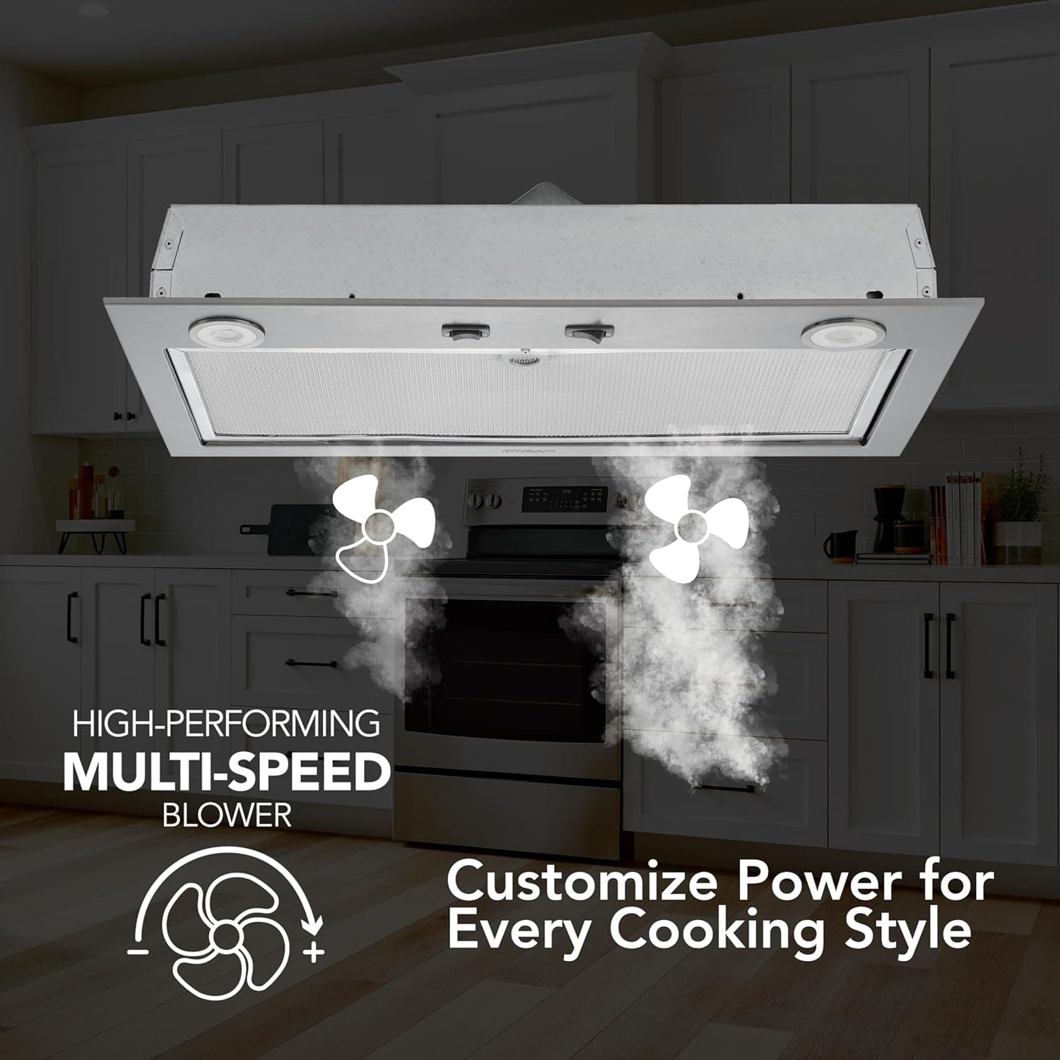 Broan-NuTone PM300SS Custom Power Pack Range Hood Insert with 2-Speed Exhaust Fan and Light, 300 Max Blower CFM, Stainless Steel, 21-Inch Built 21-Inch 300 CFM - Image 4