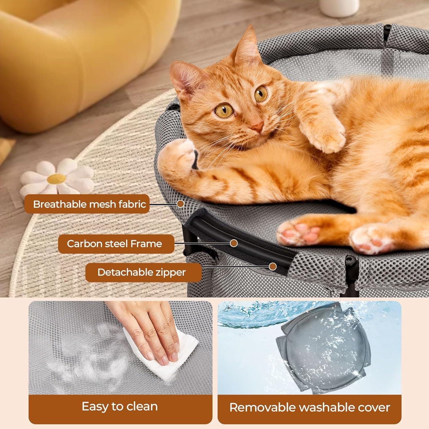 Double Cat Hammock Bed，Elevated and Raised Cat Beds for Indoor and Large Cats - Image 5