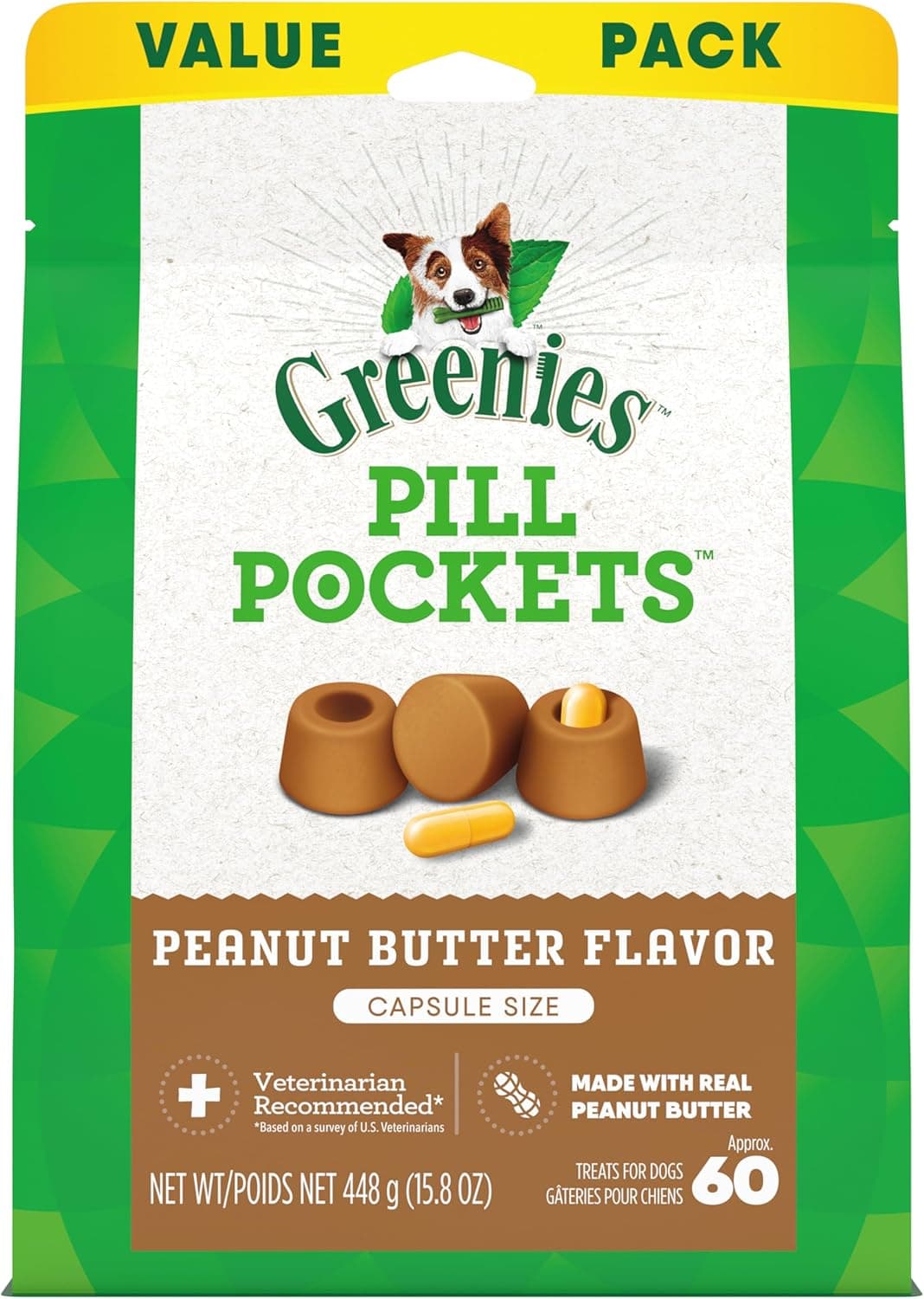 Greenies Pill Pockets for Dogs Large Size, Soft Dog Treats, with Real Peanut Butter, 15.8 oz. Pouch (60 Treats) Peanut Butter 60 Count (Pack of 1) - Image 2
