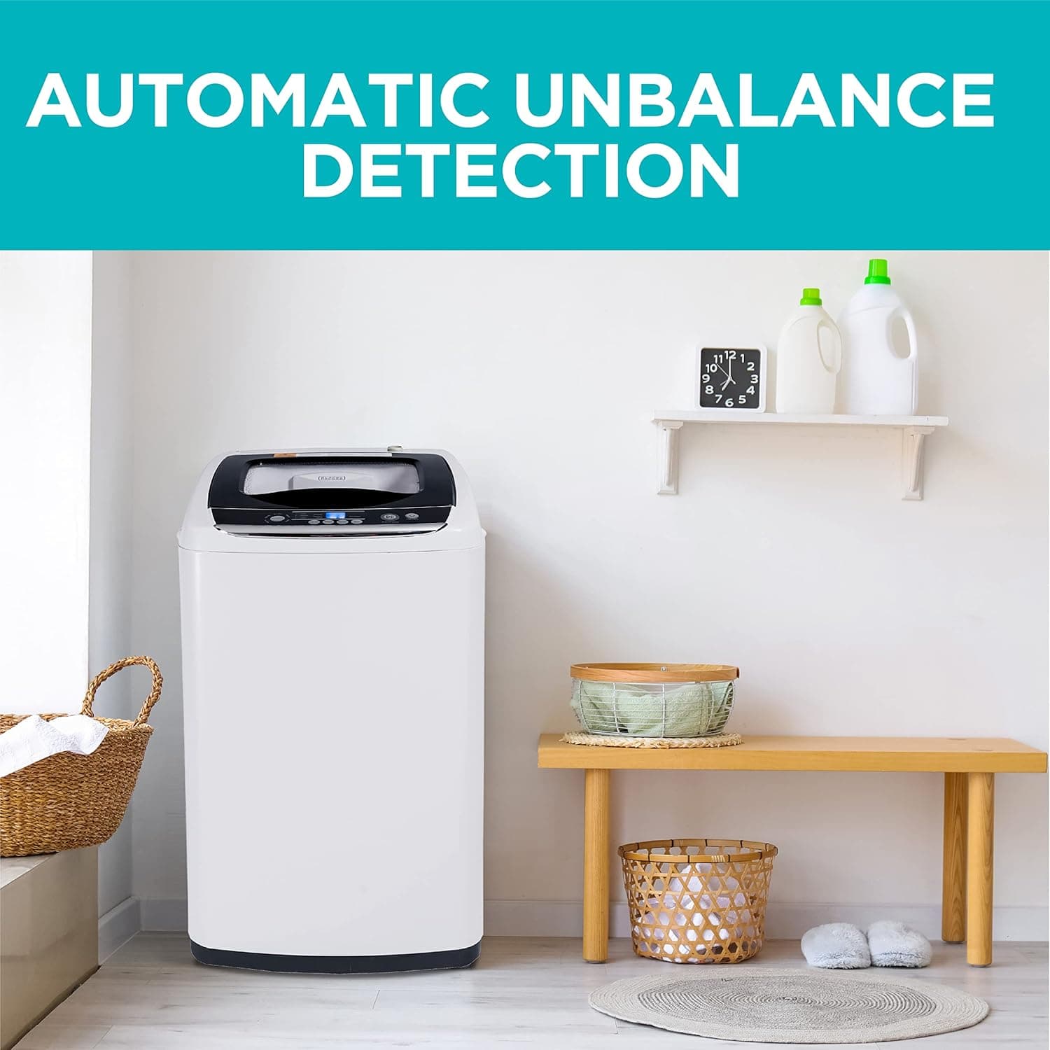 BLACK+DECKER 0.9 Cu. Ft. Portable Washer, 6.6 lb. Capacity Washing Machine for Homes & Apartments, 5 Wash Cycles, Quick Connect Sink Adapter and Drain Hose Included, Transparent Lid, BPWM09W, White - Image 6