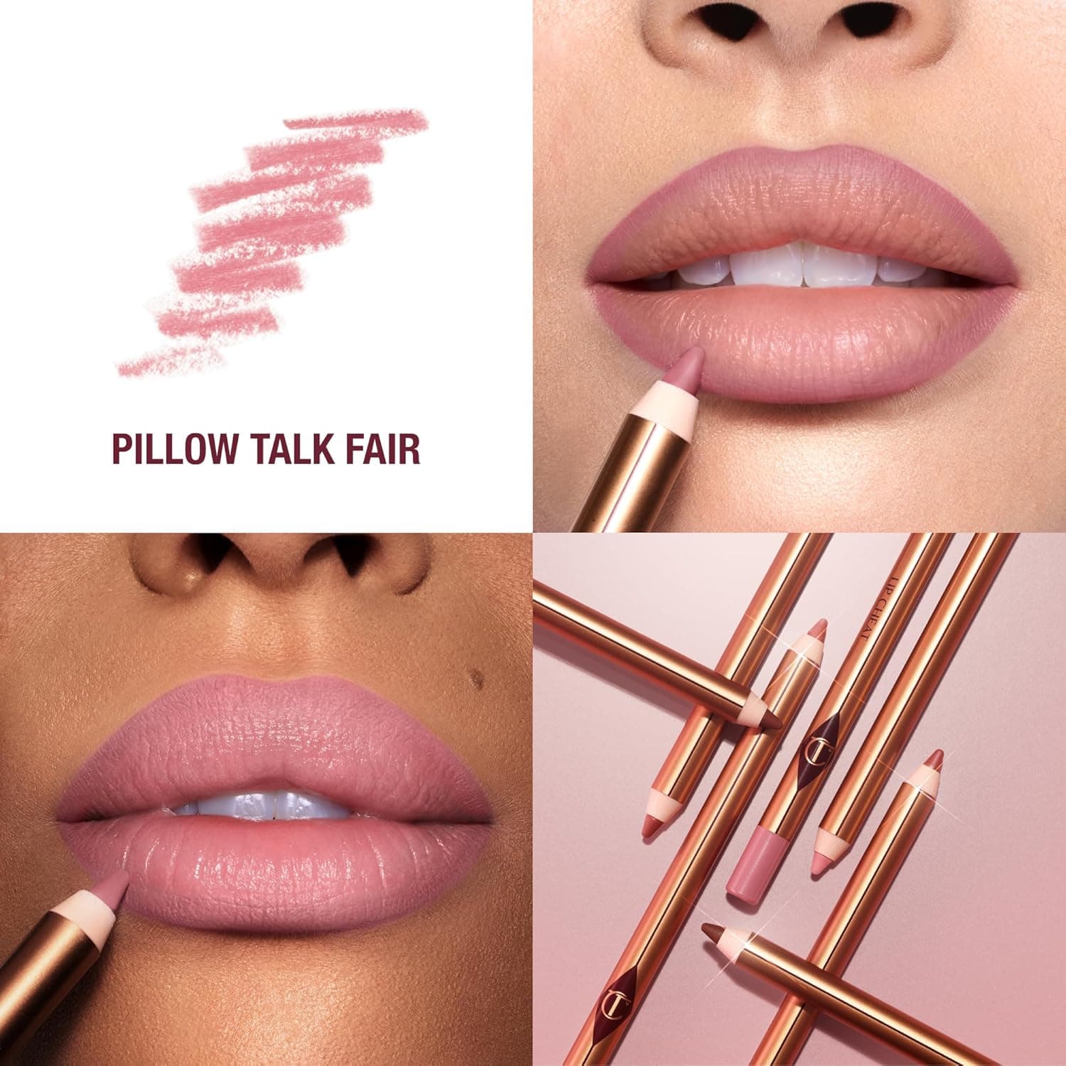 Charlotte Tilbury Lip Cheat Lip Liner Pencil - Gives Lips a Fuller-Looking, Defined Pout - Enriched with Jojoba Oil & Hyaluronic Acid - Waterproof, Smudge-Proof & Transfer-Proof Pillow Talk Fair - cool-toned pink - Image 2