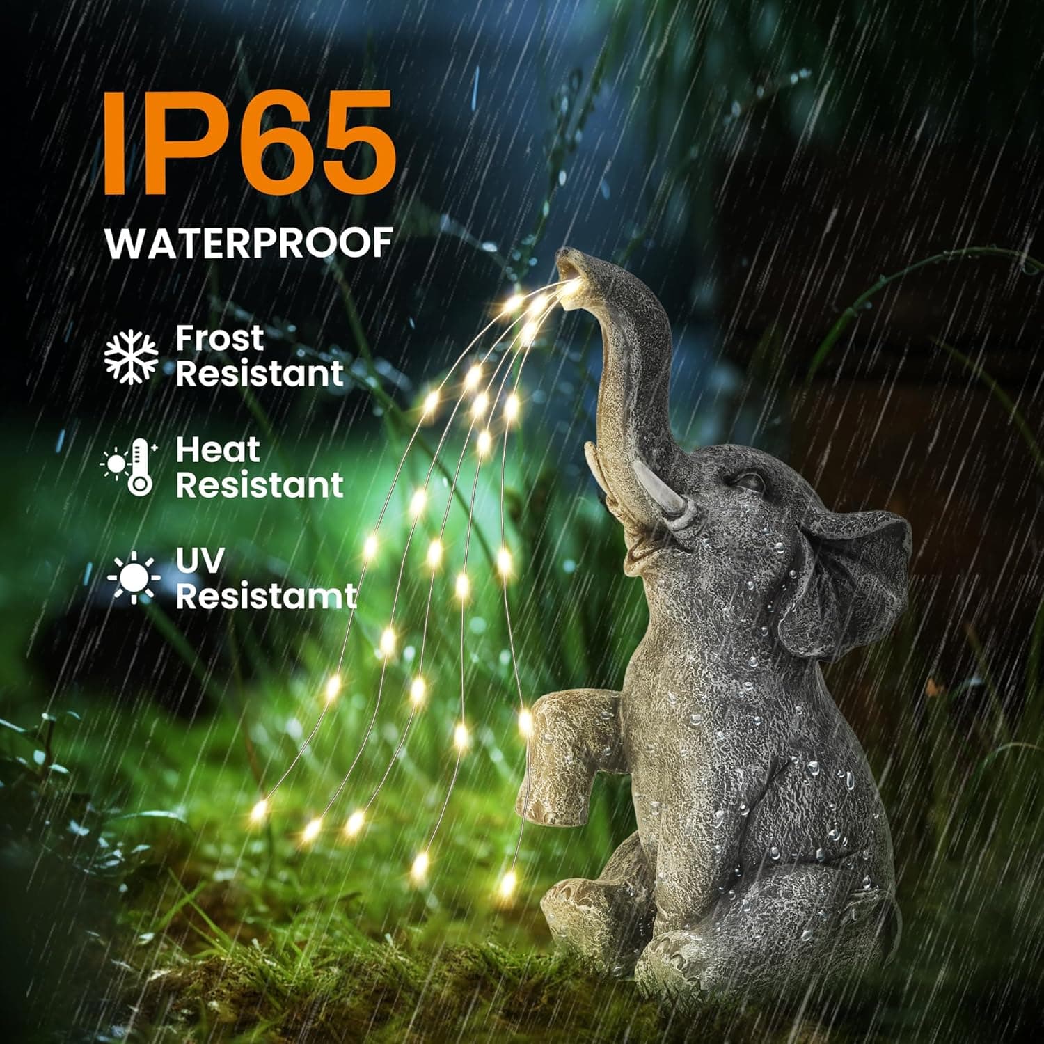 GIGALUMI Solar Garden Decor Watering Elephant Statues Outdoor, Birthday Gifts for Women Mom Grandma Senior Elder, Elephant Ornament for Balcony, Garden, Patio, Yard, Lawn (Constant Lights Only) - Image 6