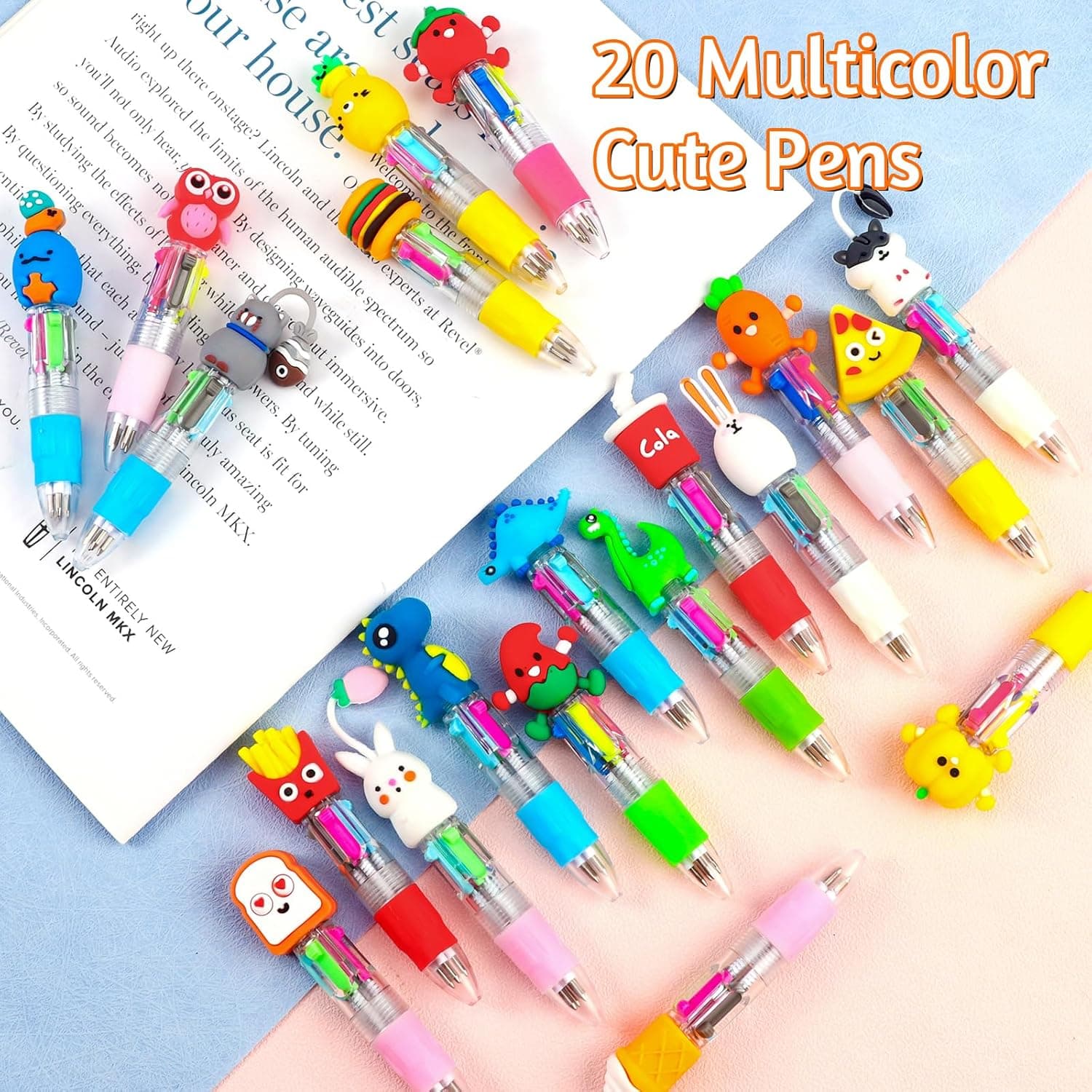CZWZ 20Pcs Mini Multicolor Pens in One 4-in-1 Cute Pens Bulk for Kids, Fun Kawaii Ballpoint Pens for Birthdays and Children's Party Favors Gifts Teacher School Supplies - Image 4