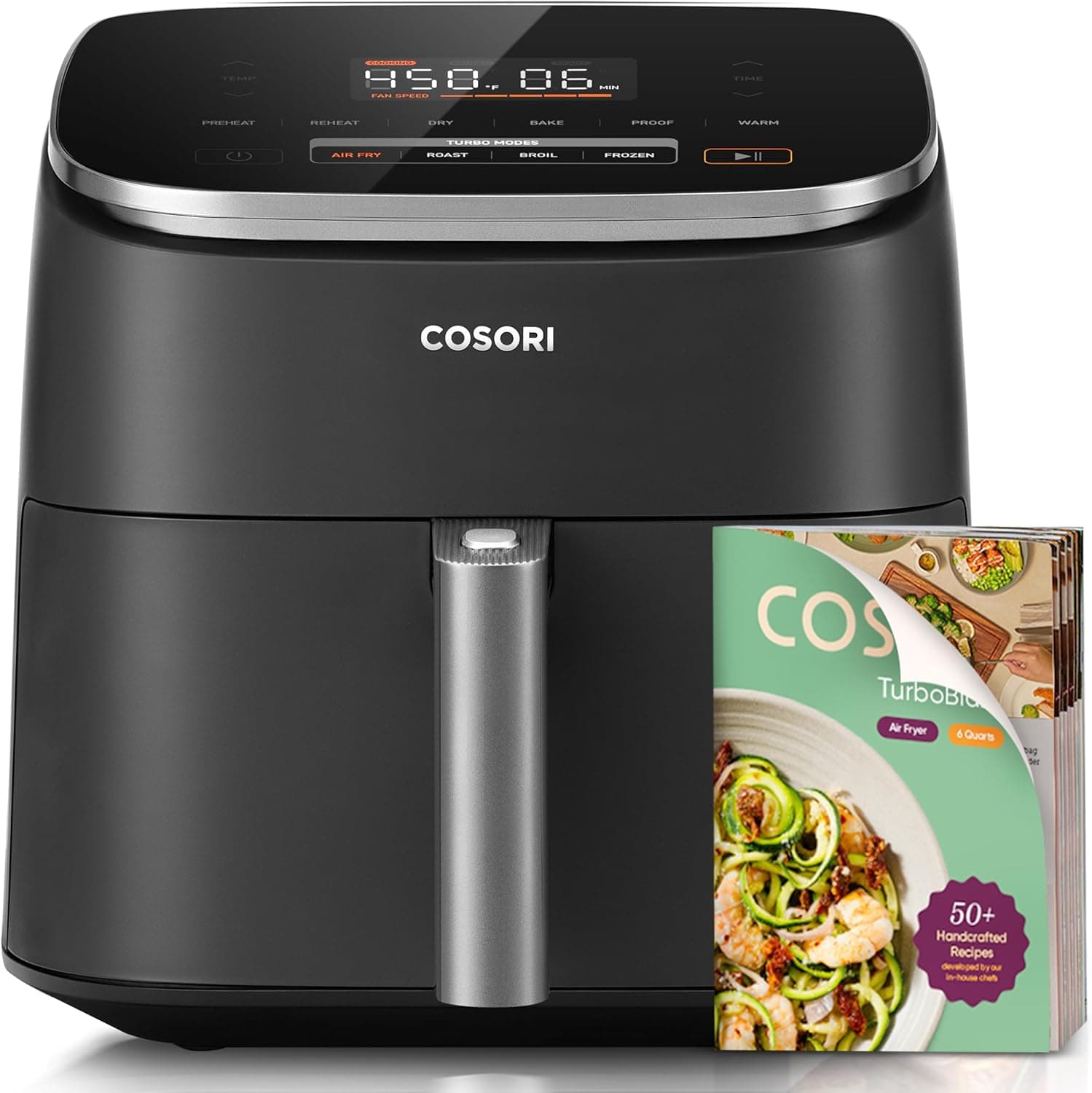 Cosori 9-en-1 TurboBlaze Friteuse à Air 6 Qt, Revêtement Céramique Premium, 90°–450°F, Chauffage Précis pour Résultats Uniformes, Friture à Air, Rôtir, Cuire au Four, Griller, Déshydrater, Congeler, Prouver, Réchauffer, Garder au Chaud, 120V Gris Foncé 6QT Friteuse à Air - Image 2
