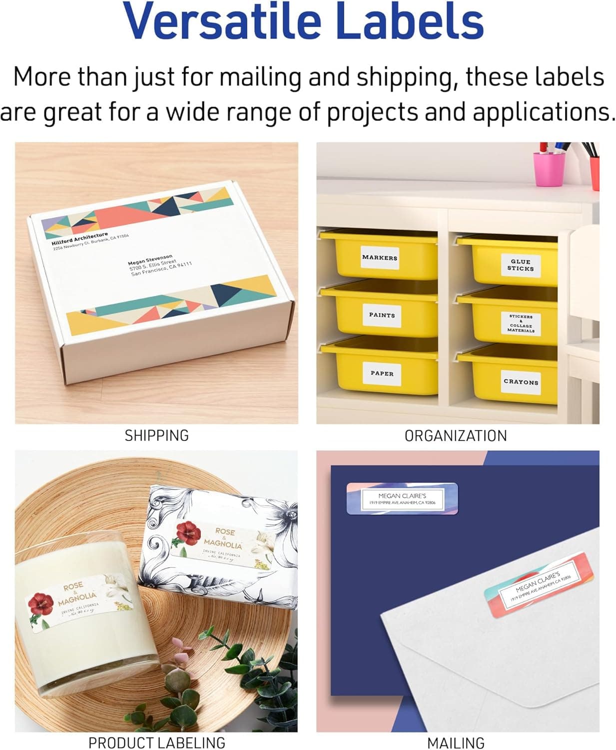 Etiquetas de Dirección Imprimibles Avery Easy Peel con Sure Feed, 1" x 2-5/8" Stickers Personalizables, Blancas, 750 Etiquetas de Envío en Blanco, Ideales para Envíos, Correspondencia y Más (8160) 1" x 2 5/8" 750 etiquetas - Image 6