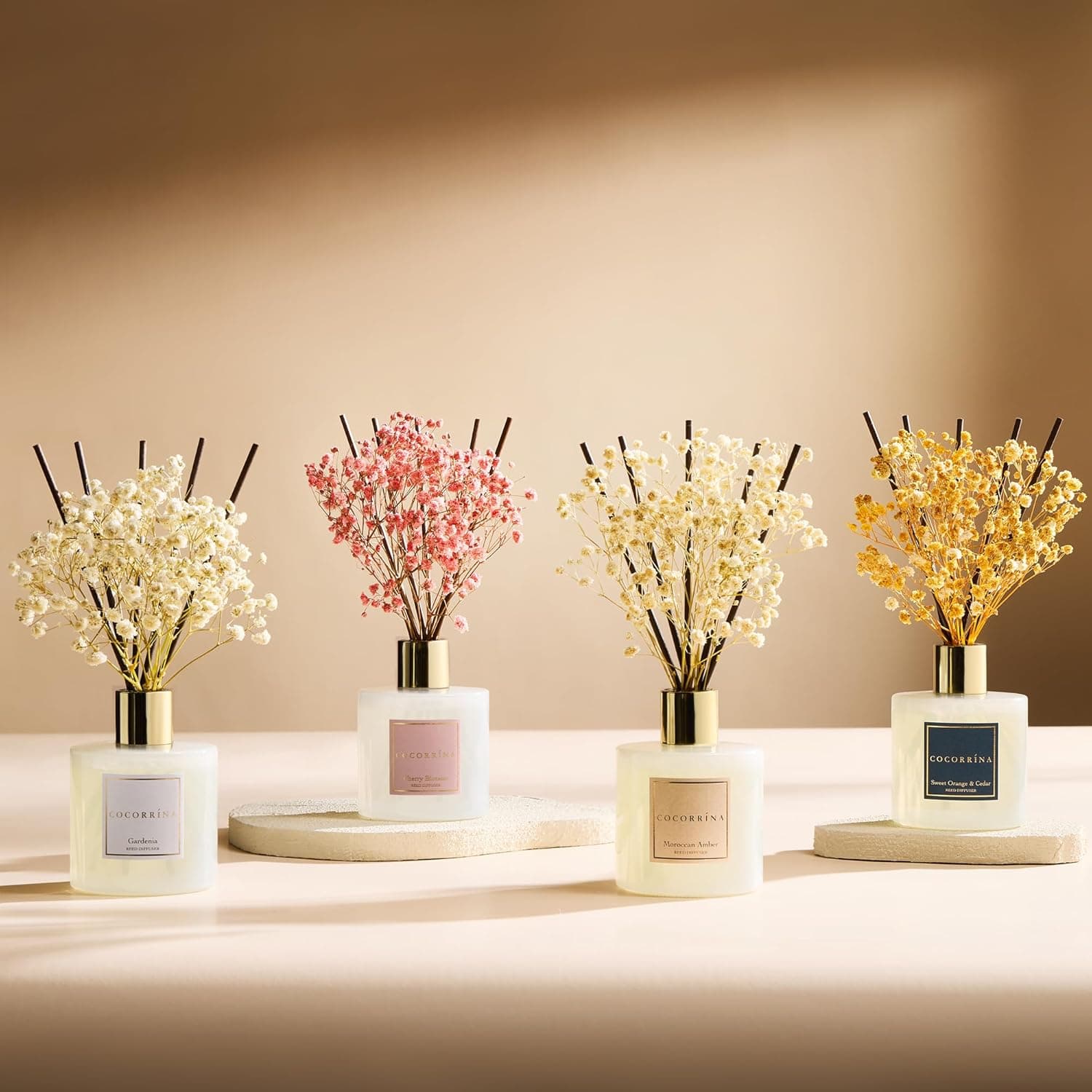 Cocorrína Premium Reed Diffuser Set with Preserved Baby's Breath & Cotton Stick Sandalwood Rose | 6.7oz Scent Fragrance Oil Diffuser for Bedroom Bathroom Home Décor Sandalwood Rose Flower/6.7 Ounce/1pack - Image 6