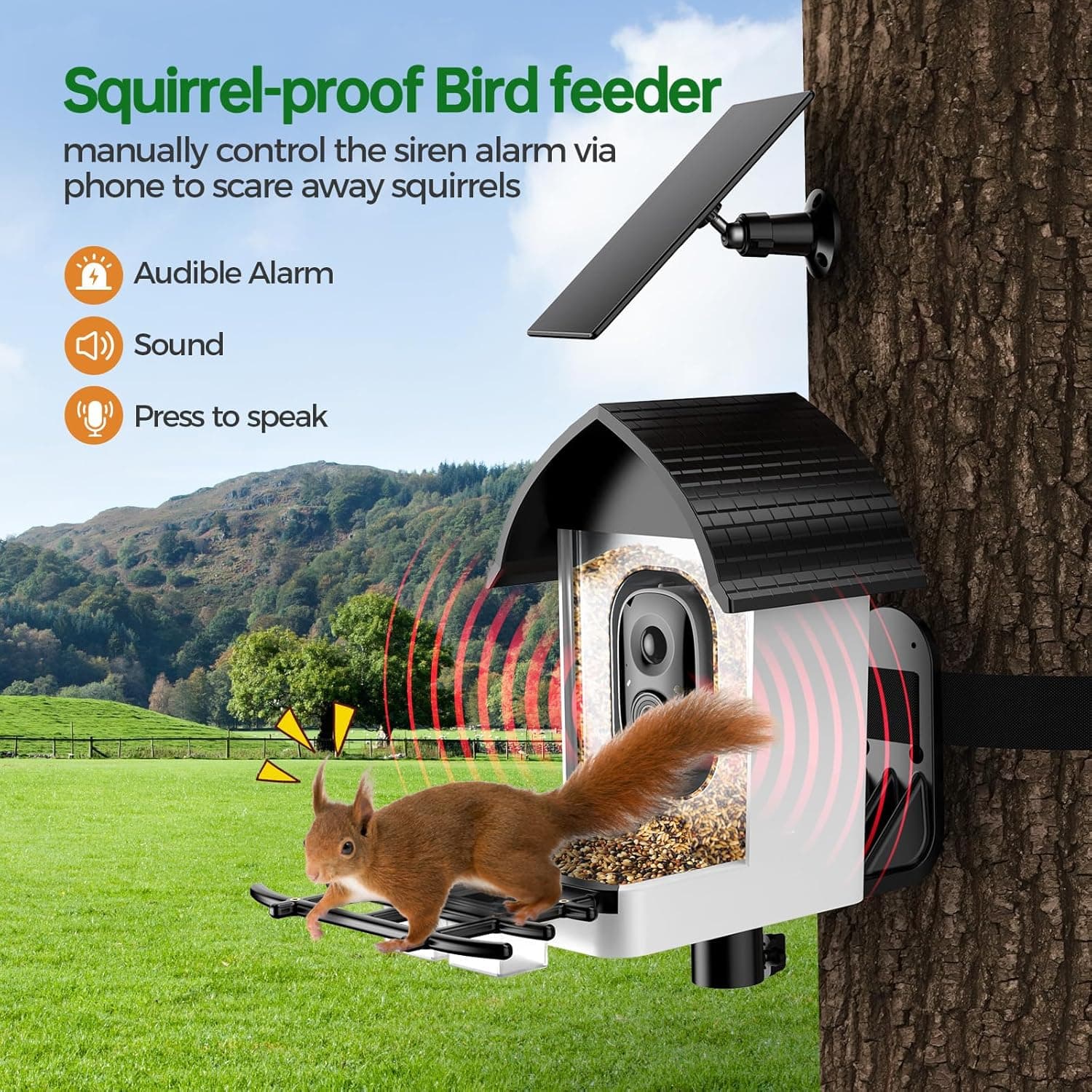 Smart Bird Feeder with Camera - 2K HD Live View, AI Identification & Instant Alerts, Weatherproof for Outdoors, 2.4GHz WiFi Solar Powered Smart Feeder for Bird Lovers - Image 6