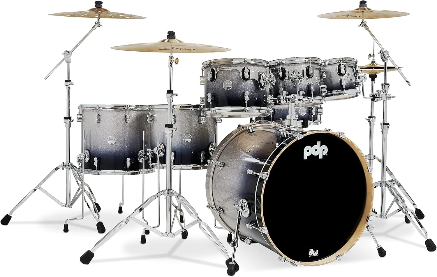 PDP By DW 7-Piece Concept Maple Shell Pack with Chrome Hardware Silver to Black Fade - Image 2
