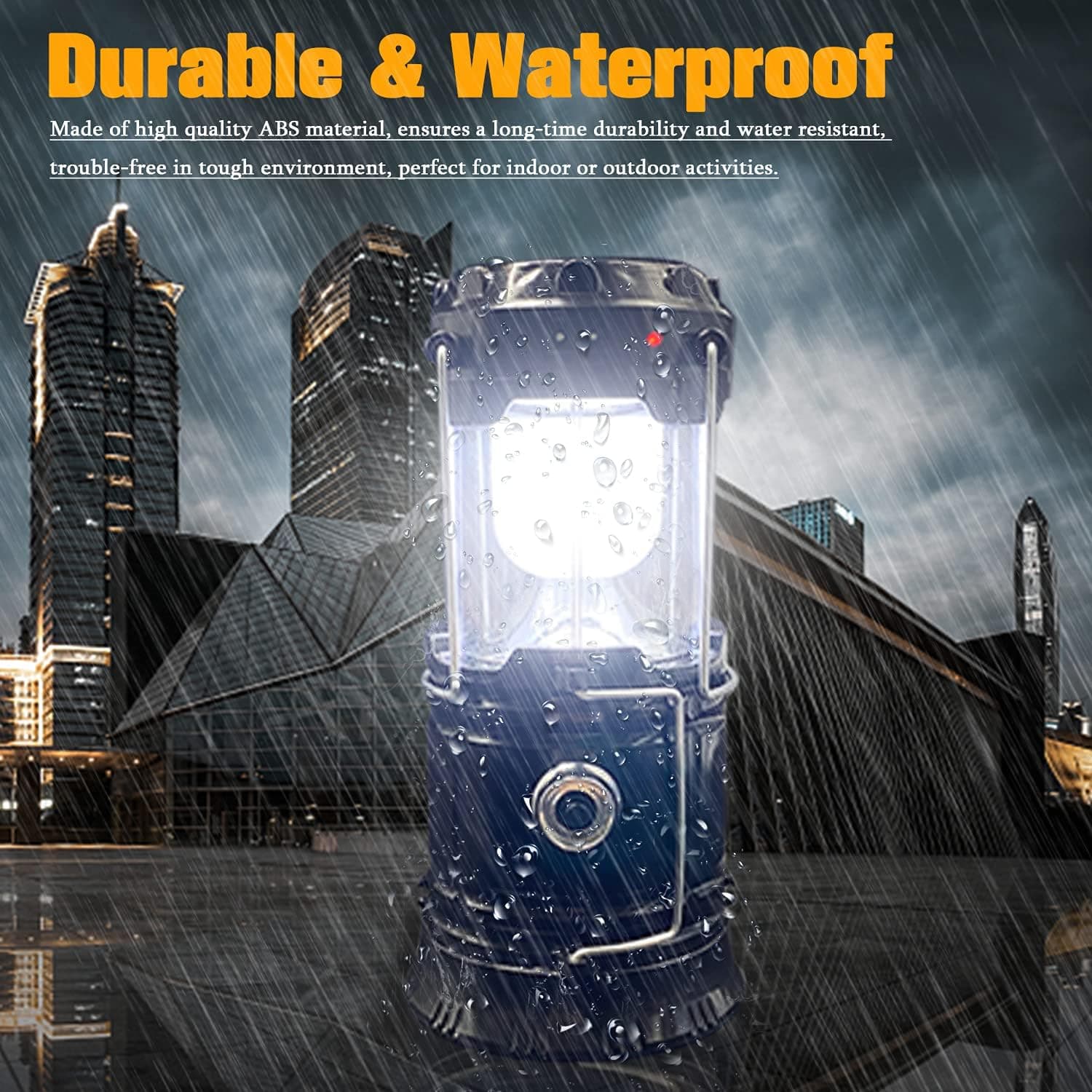 Collapsible Portable LED Camping Lantern XTAUTO Lightweight Waterproof Solar USB Rechargeable LED Flashlight Survival Kits for Indoor Outdoor Home Emergency Light Power Outages Hiking Hurricane 4-Pack - Image 4