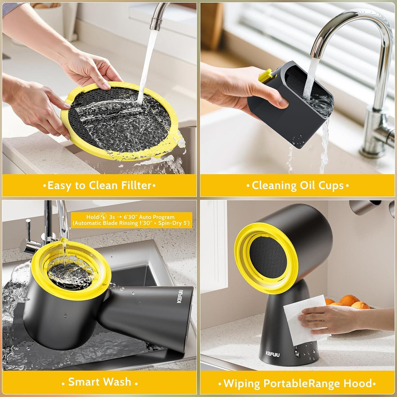 Campana Extractora Portátil, Ventilador de Cocina de Escritorio con 3 Velocidades, Ventilación Ajustable con Filtro de Aluminio Desmontable, Luz LED, Gran Taza de Recolección de Aceite para BBQ Interior, Cocción de Olla Caliente y RV - Image 7