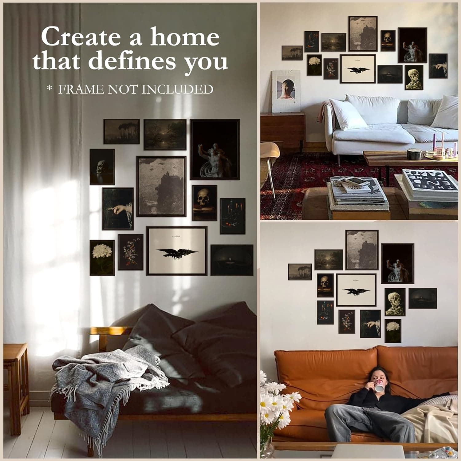 97 Decor Dark Academia Decor For Bedroom - Gothic Home Decor Aesthetic, Moody Dark Academia Wall Art, Vintage Halloween Posters For Room Aesthetic, Spooky Gothic Pictures Goth Decorations (UNFRAMED) Dark Academia UNFRAMED - Image 5