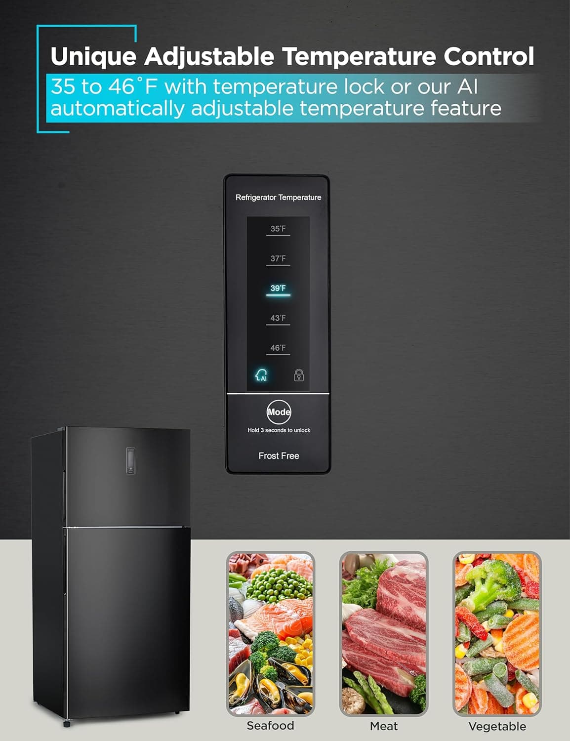 BLACK+DECKER Refrigerador de 16.4 Pies Cúbicos con Congelador Superior, Refrigerador de 2 Puertas con Controles de Temperatura Separados, Descongelación Automática, Electrodoméstico de Cocina de Tamaño Completo para Hogares y Apartamentos, BR1640KB, Negro - Image 3