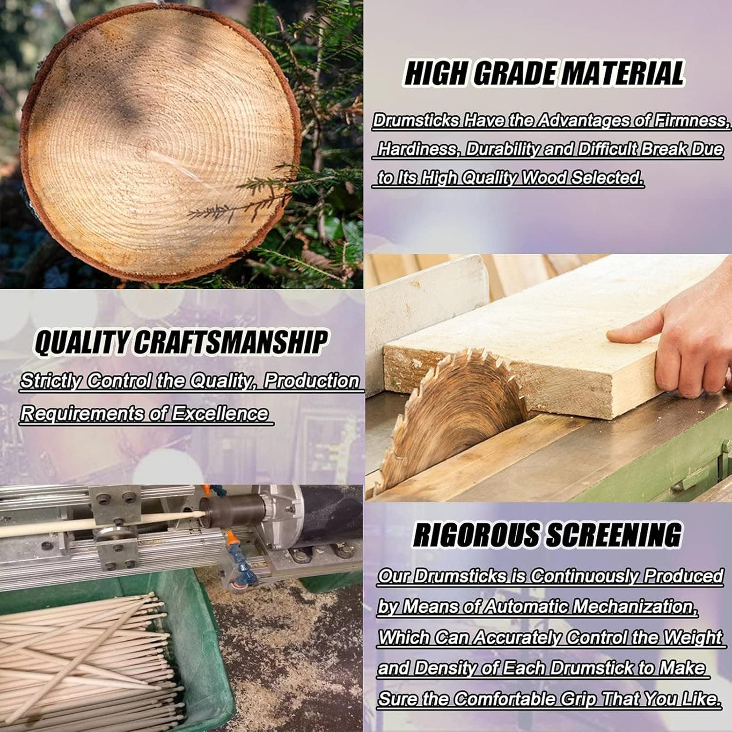 WOGOD 5A Drum Sticks Maple Drumsticks (Two pair) - Image 6