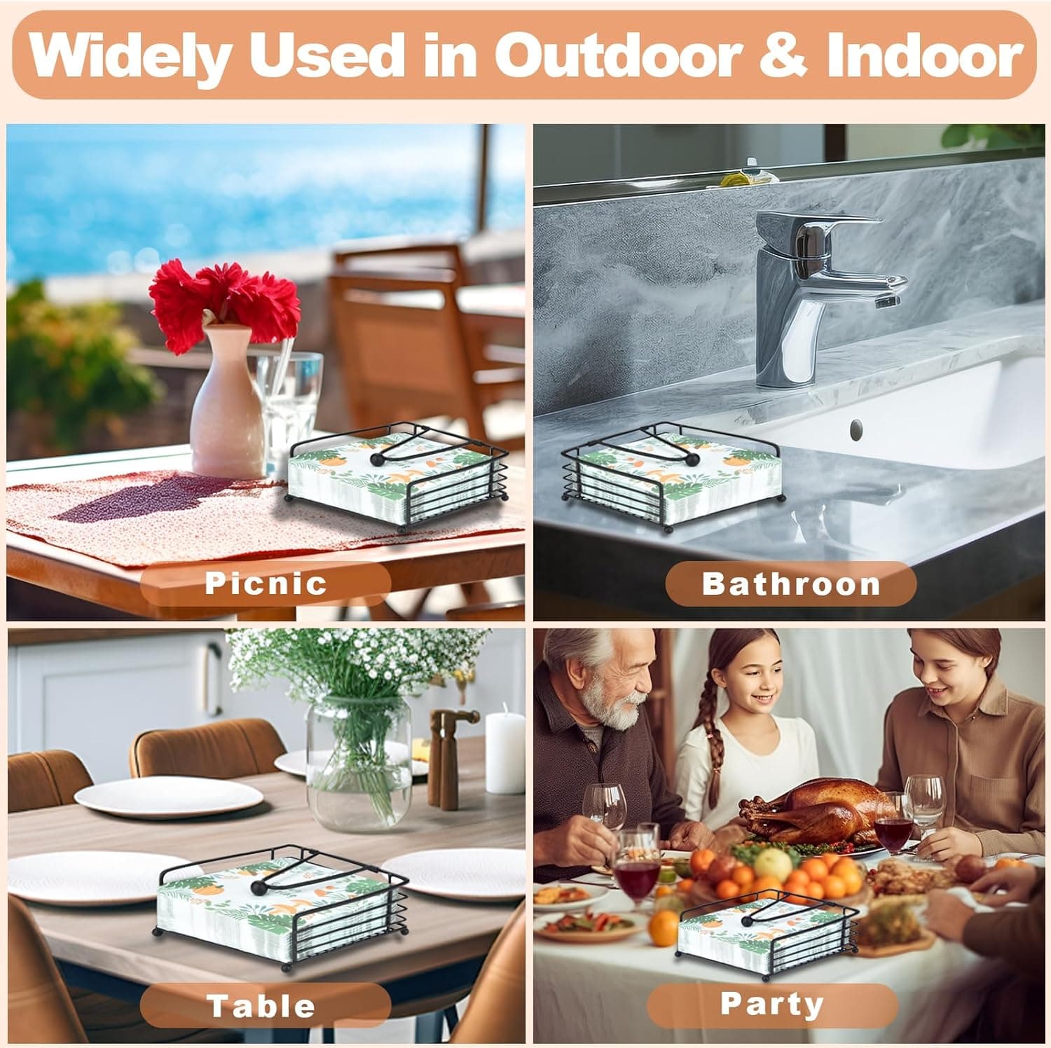 Napkin Holder for Table & Kitchen - Modern Flat Napkin Dispenser for Home & Outdoor Dining, Paper Napkin Holders with Weighted Arm for Easy Access - Keep Your Dining Area Tidy and Organized - Image 6