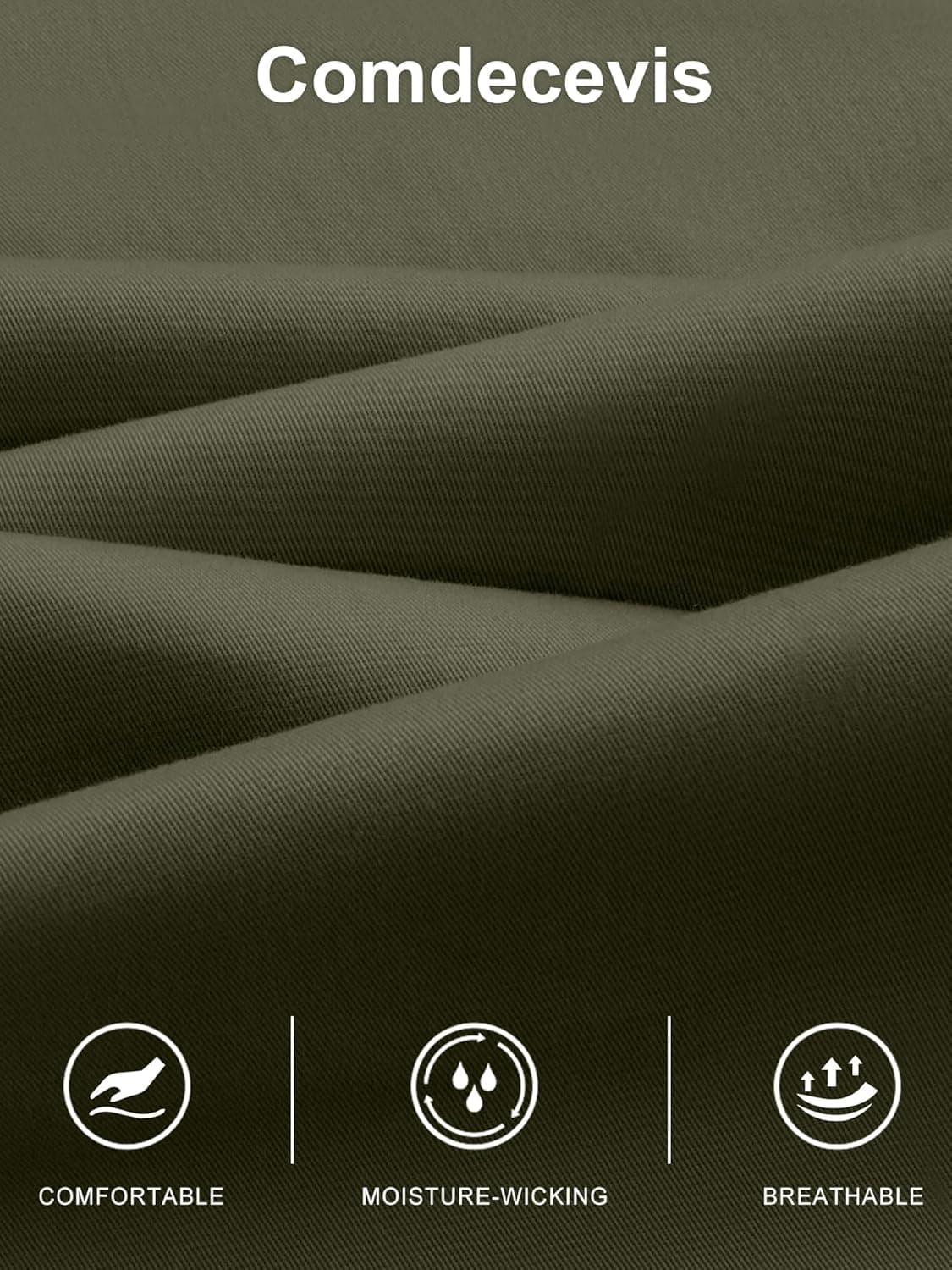 Comdecevis Men's Casual Cargo Pants Workout Joggers Stretch Sweatpants Hiking Drawstring Tactical Pants with Multi Pockets Medium Army Green - Image 6