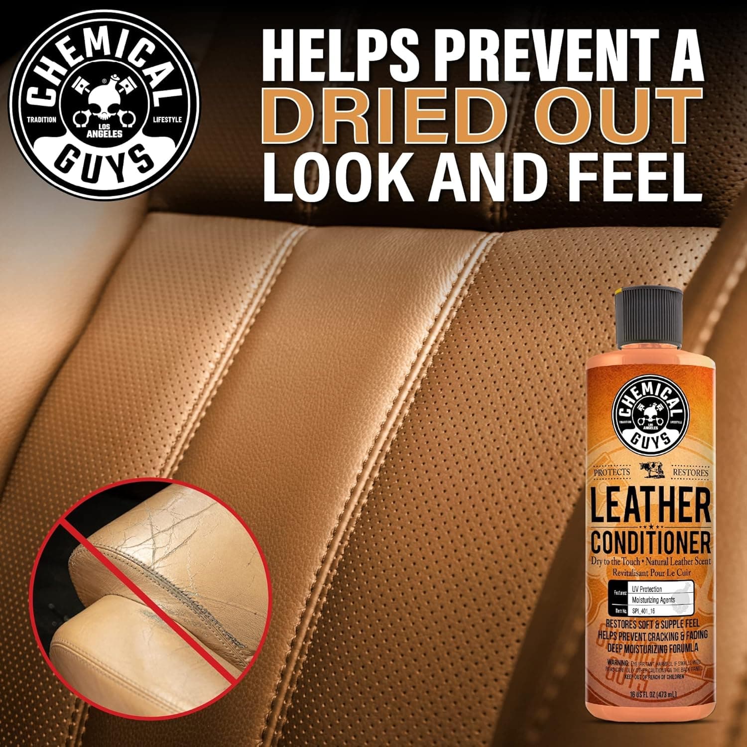 Chemical Guys Leather Cleaner and Conditioner Kit - Car Cleaner and Conditioner, Safely Cleans & Conditions Leather Car Interiors, Furniture, Shoes, Boots, Bags, Apparel & More, 2 Bottles (16 oz Each) 16 Fl Oz KIT - Image 10