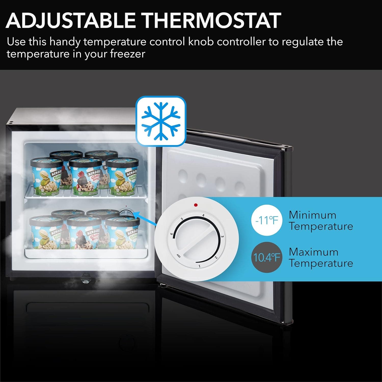 Whynter Upright Small Freezer Mini Freezer with Lock for Bedrooms, Dorms, Garages, Offices CUF-110B, Black Energy Star, 1.1 Cu Ft 1.1 Cubic Feet Black - Image 2