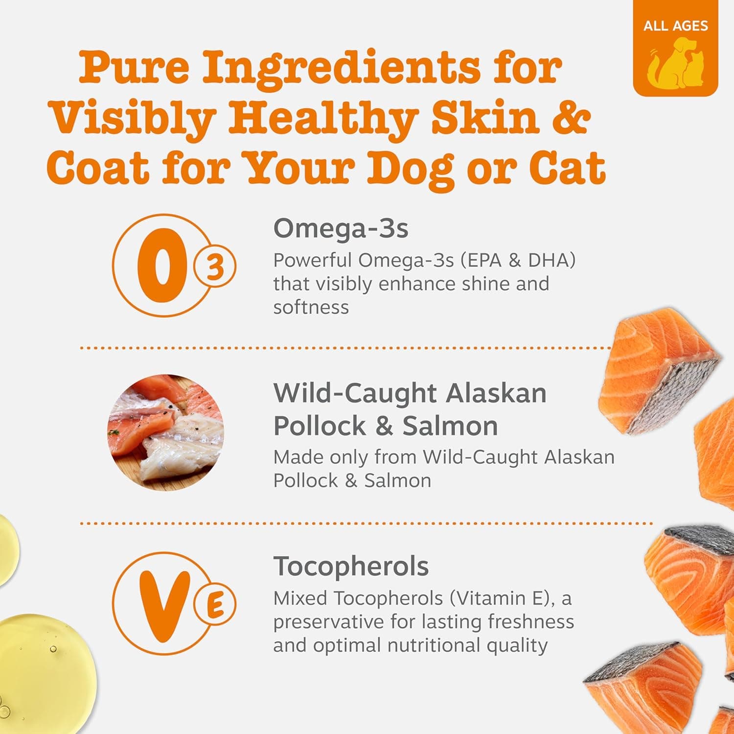 Zesty Paws Wild Alaskan Omega-3 Blend Pollock + Salmon Oil for Dogs and Cats- Skin and Coat Support, Omega 3 Supplement for Pets, 8.5oz Salmon Oil 8.5 Fl Oz - Image 4