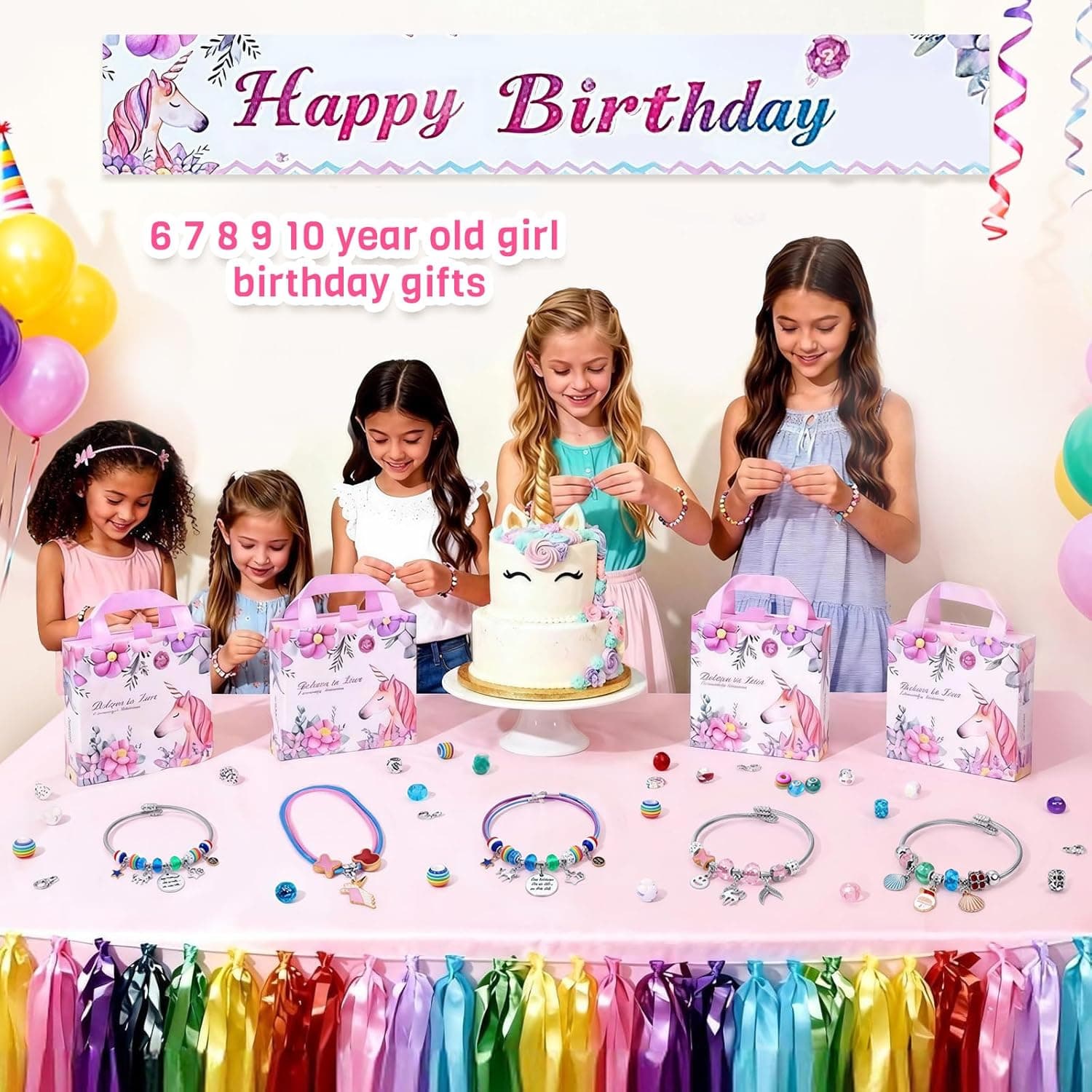 Kit de Pulseras con Encantos COO&KOO para Niñas: Kit de Joyería de Unicornio, Regalos de Manualidades para Niñas de 8 a 12 Años, Un Juguete Perfecto para Niñas de 6, 7, 8, 9, 10 Años que Fomenta la Imaginación, la Autoexpresión y la Creatividad - Image 4