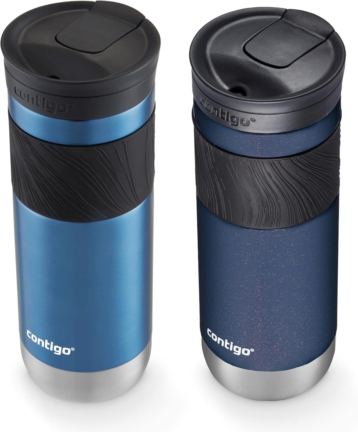 Contigo SNAPSEAL Insulated Stainless Steel Travel Mug with Grip 20oz. Blue Corn Transparent Satin & Midnight Berry Blue Corn/Midnight Berry 20oz (Pack of 2) - Image 3